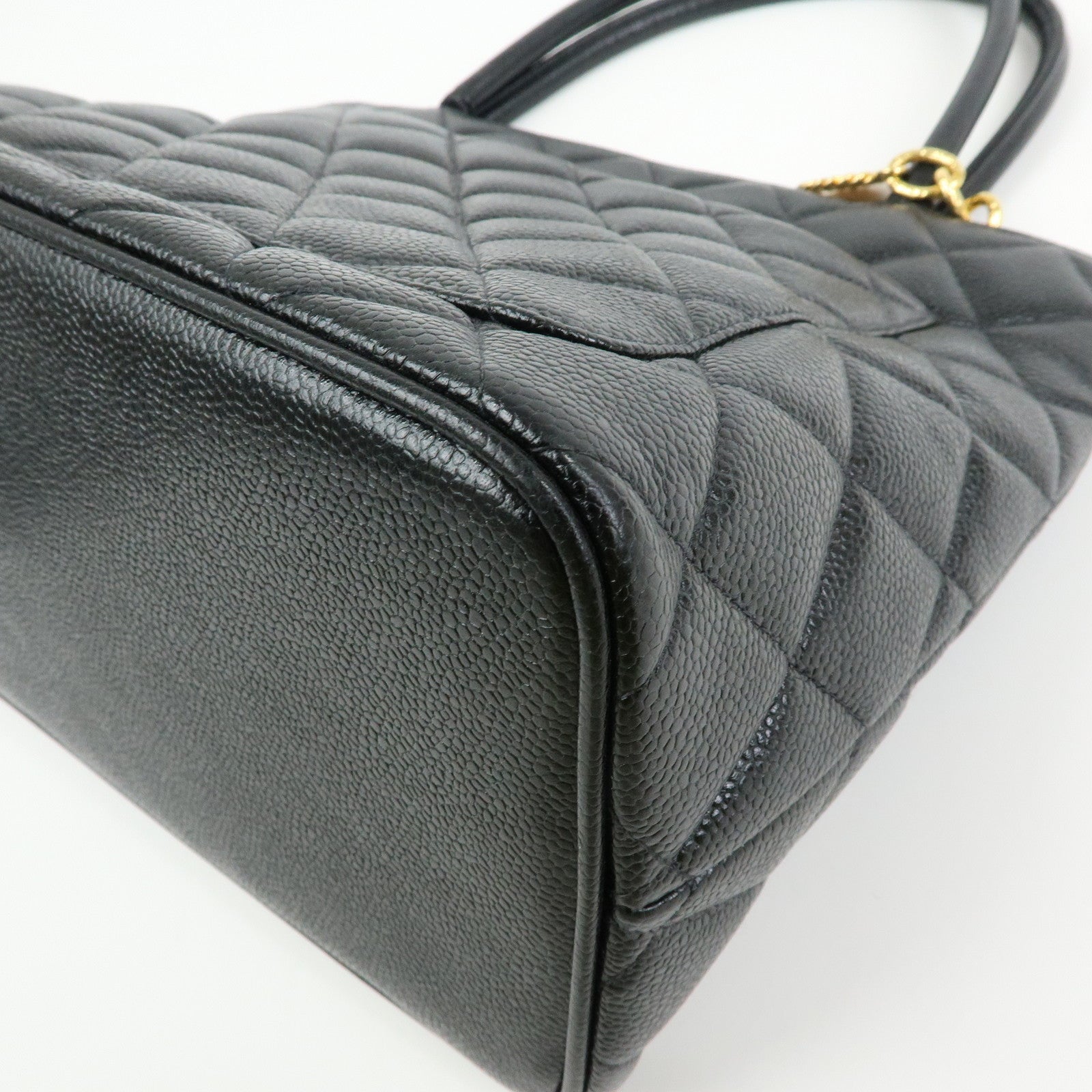 CHANEL Matelasse COCO Mark Medallion Caviarskin Tote Bag A01804