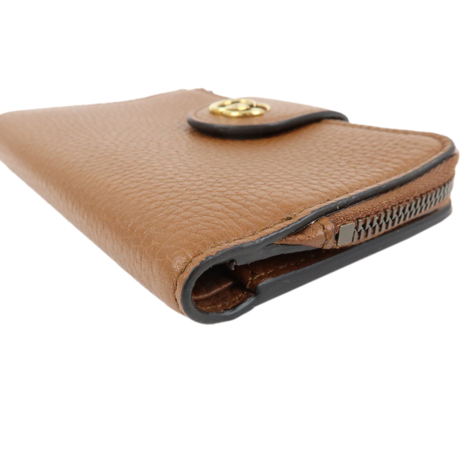 GUCCI Bamboo Leather Zippy Compact Wallet Brown 739498