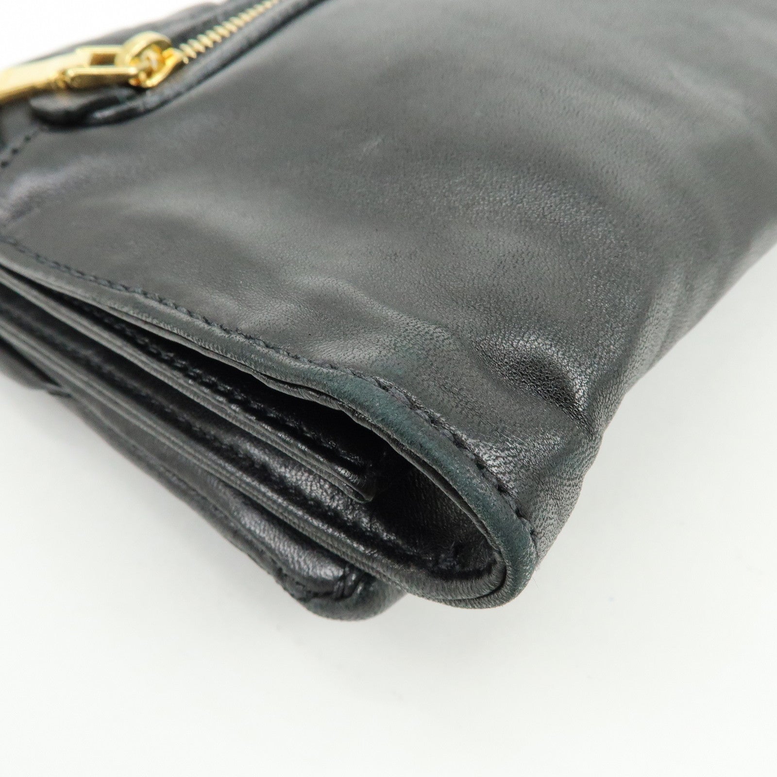 MIU MIU Matelasse Nappa Leather Shoulder Bag Clutch Bag Black