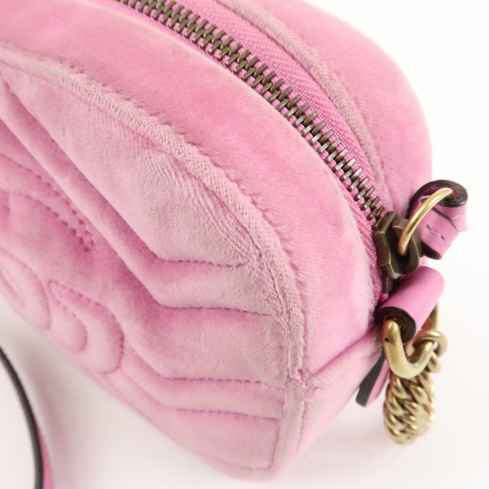 GUCCI GG Marmont Velour Shoulder Bag Corssbody Bag Pink 448065