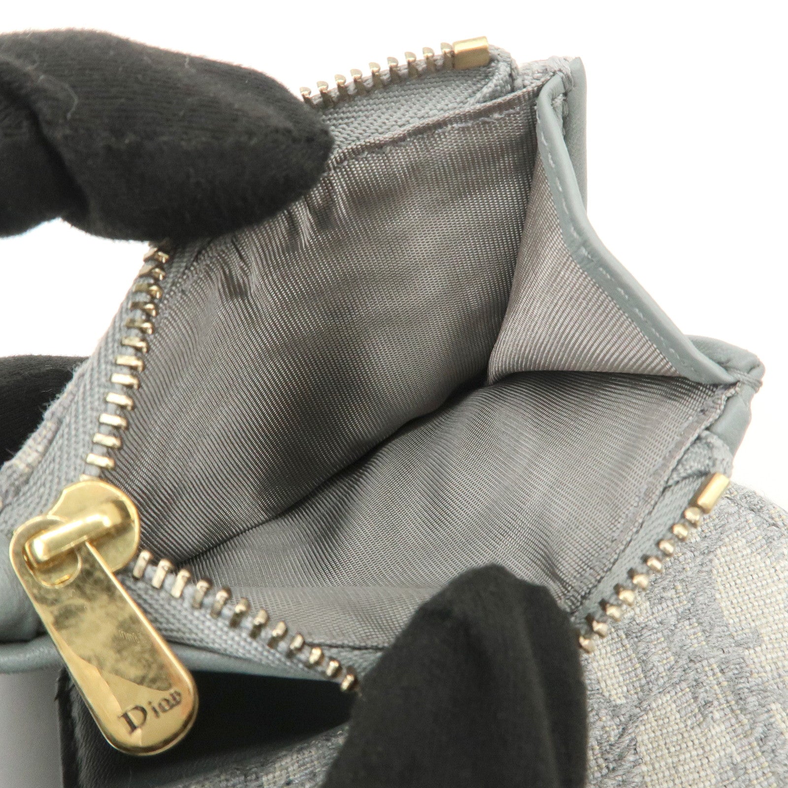 Christian Dior Oblique Jacquard Saddle Lotus Wallet Gray