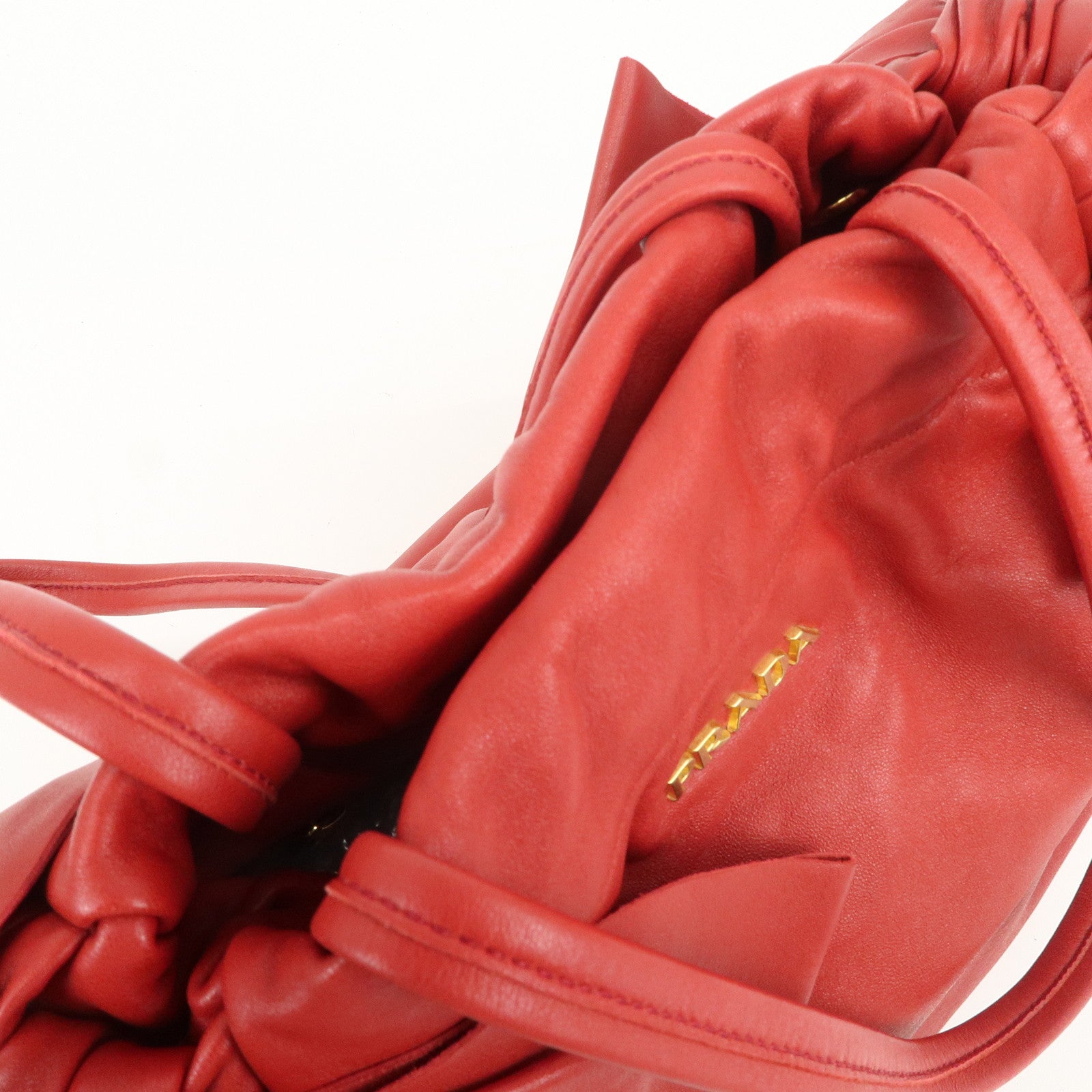 PRADA Logo Leather 2Way Bag Hand Bag Shoulder Bag Red BR4205