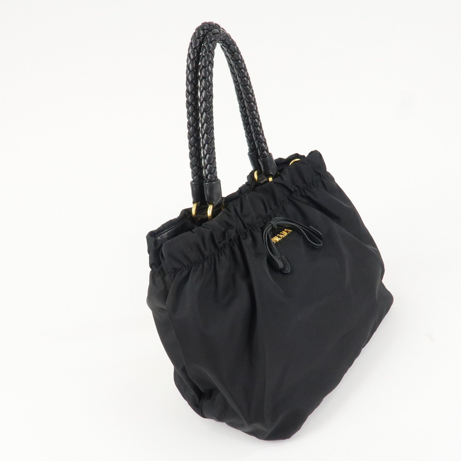 PRADA Logo Nylon Leather 2Way Bag Shoulder Bag Hand Bag Black BN1970 Used