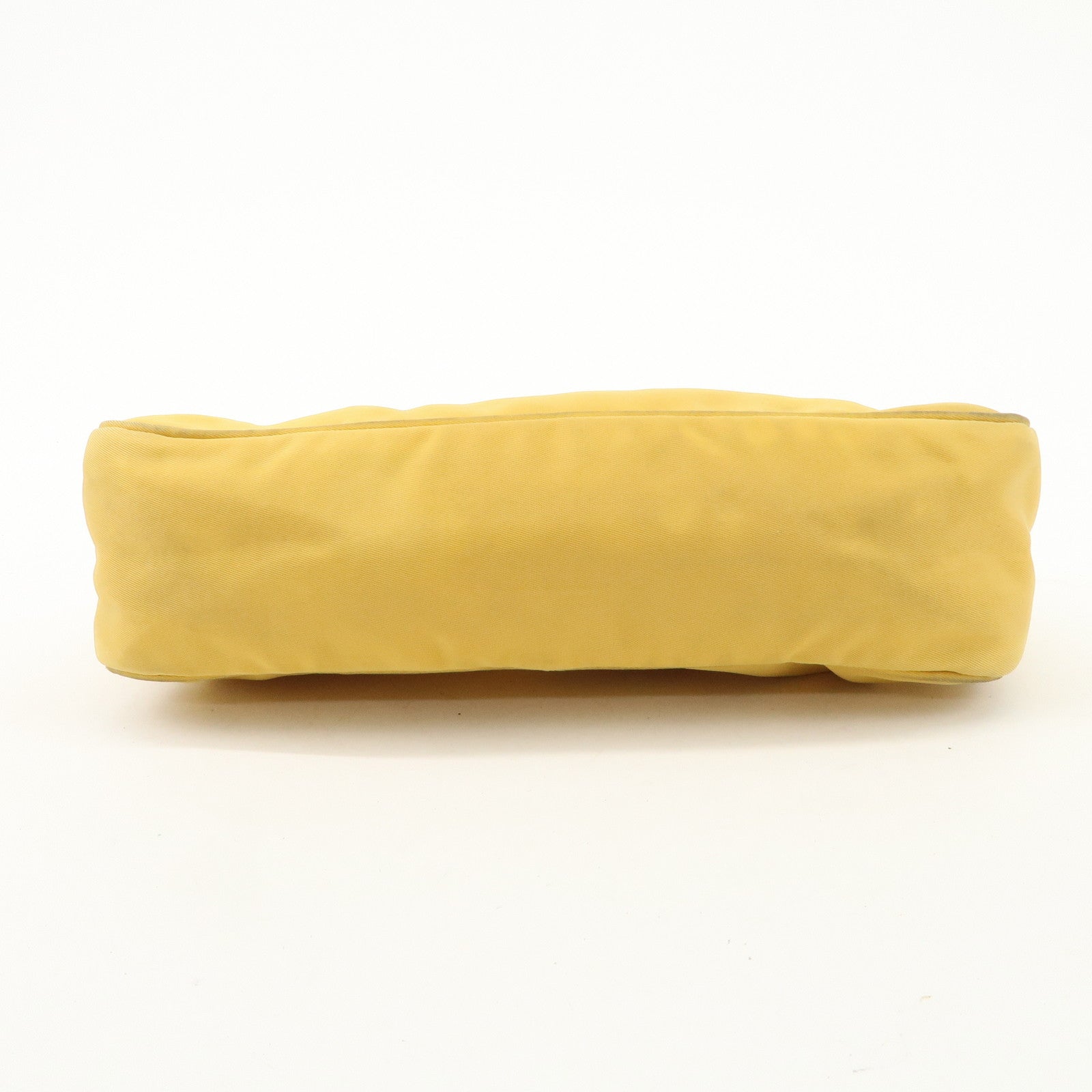 PRADA Triangle Logo Nylon Pouch Shoulder Bag Hand Bag Yellow Used
