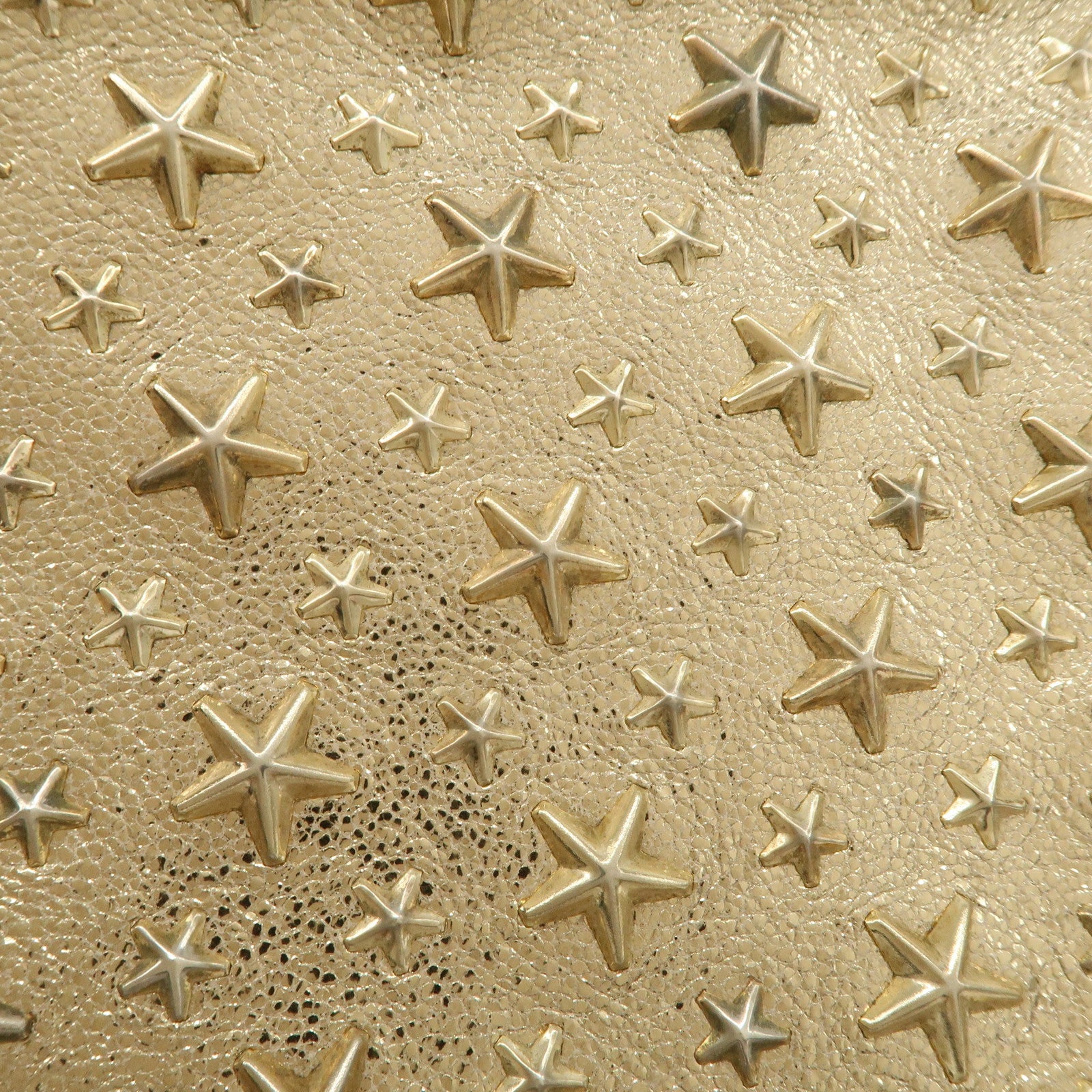 JIMMY CHOO Star Studs Leather Clutch Bag Gold Used