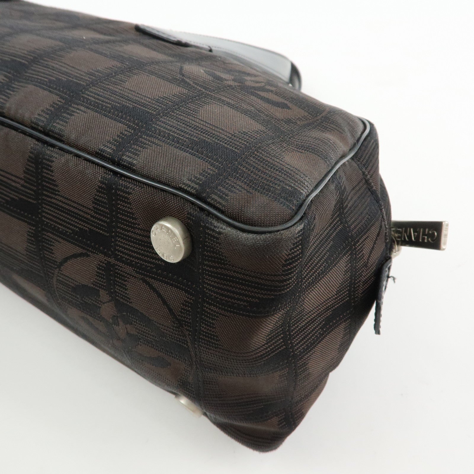 CHANEL New Travel Line Nylon Jacquard Mini Boston Bag Brown A15828