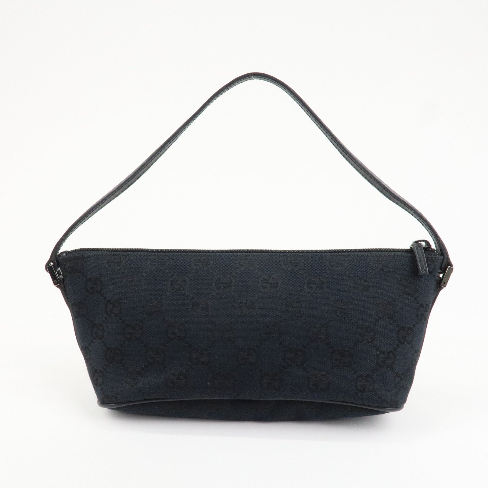 GUCCI GG Canvas Leather Accessory Pouch Hand Bag Black 039.1103 Used