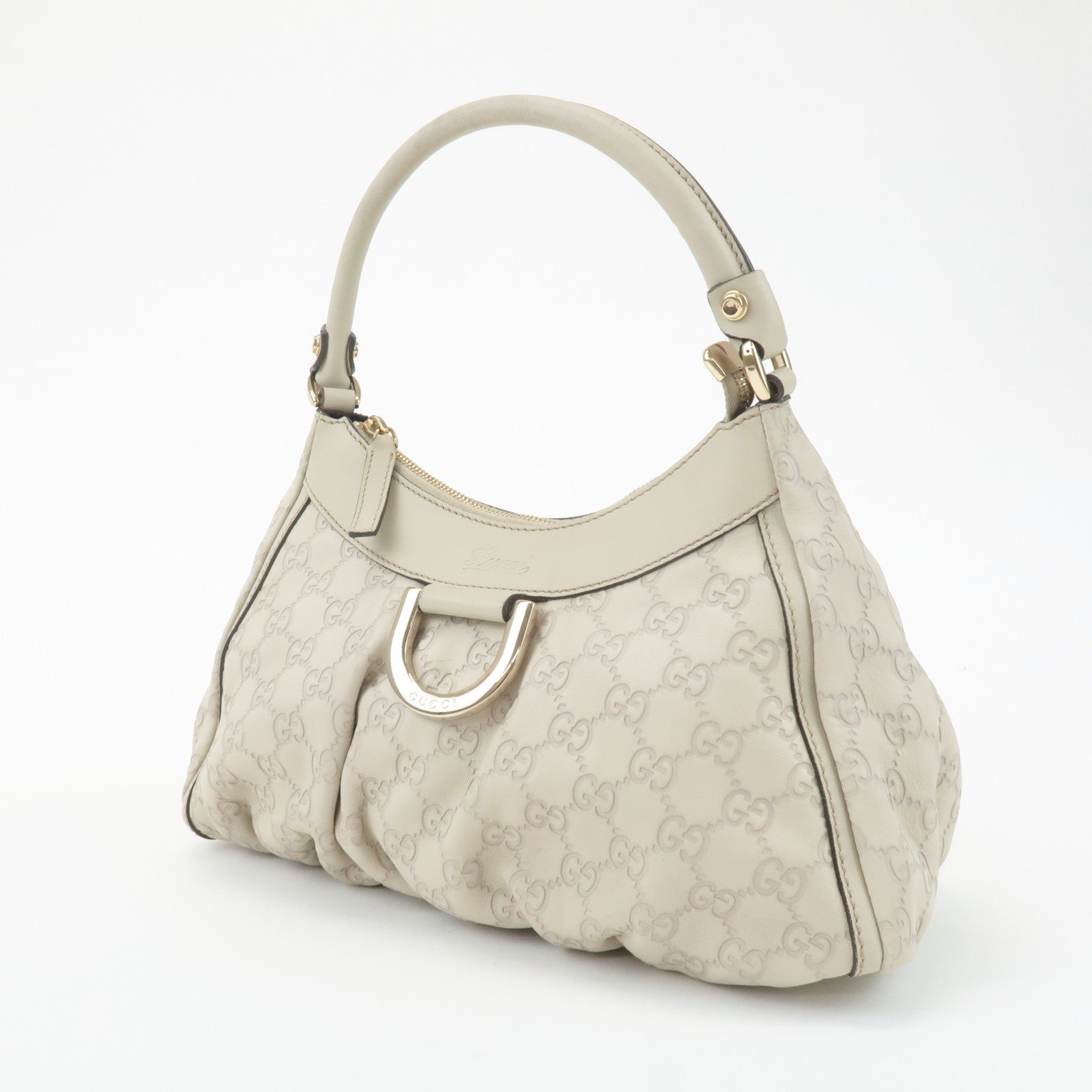 GUCCI Abbey Guccissima Leather Shoulder Bag Hand Bag Ivory 190525 Used