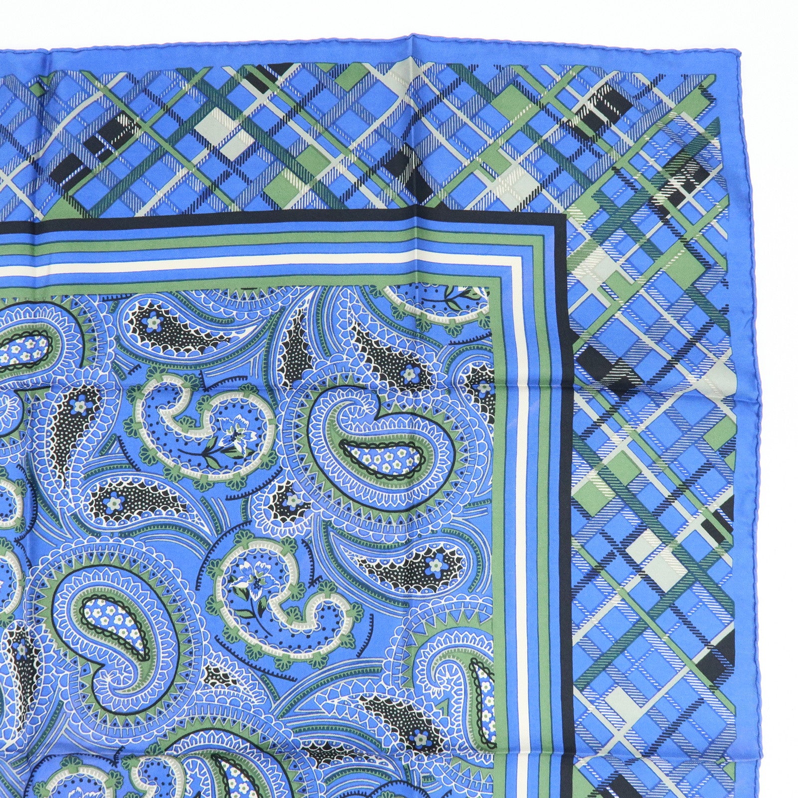 Christian Dior Silk 100% Scarf Paisley Blue Green