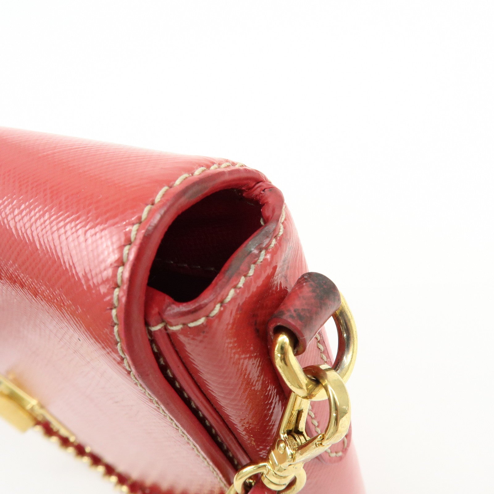 PRADA Patent Leather 2Way Shoulder Chain Bag Hand Bag Pink