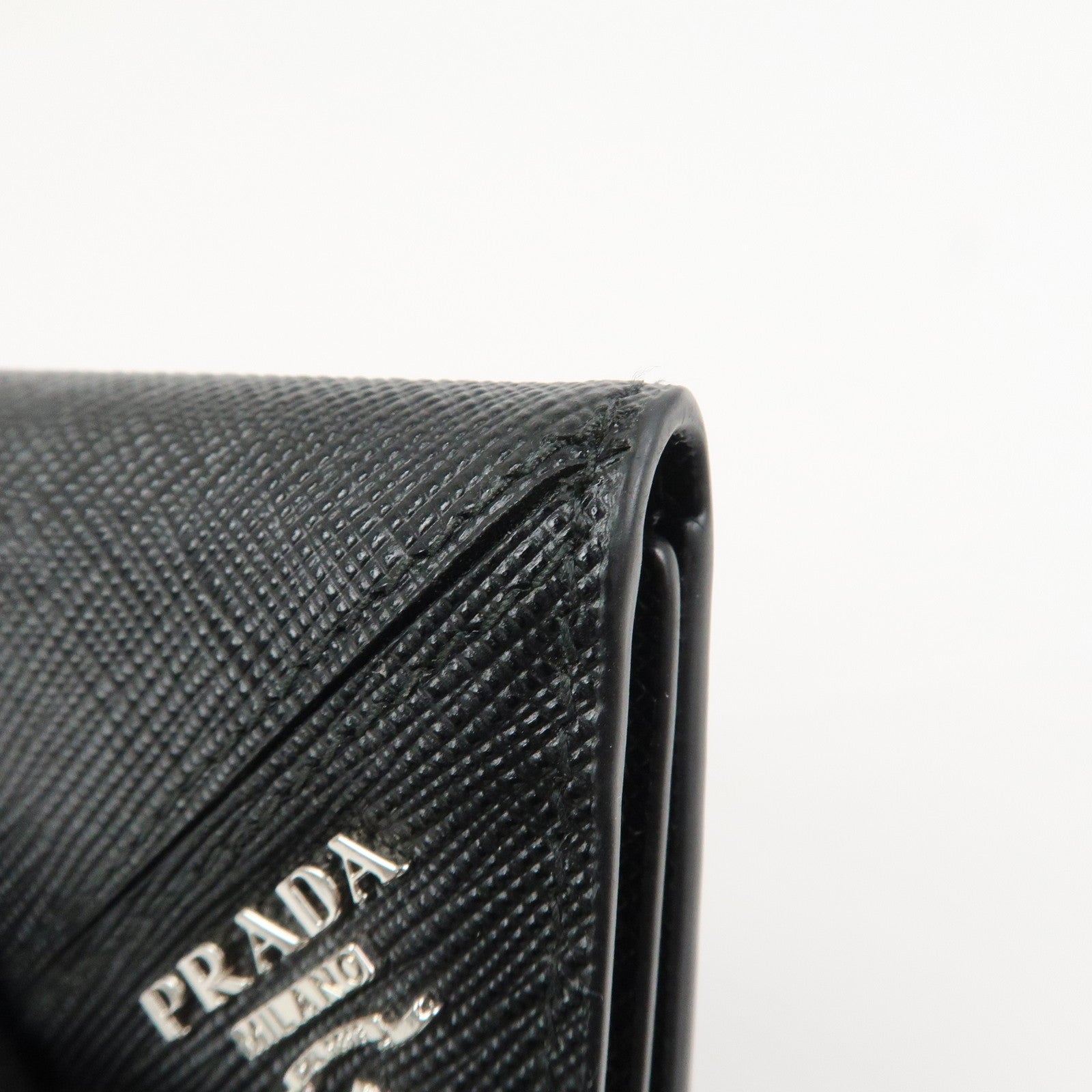 PRADA Logo Saffiano Leather 6 Rings Key Case Black 2PG222
