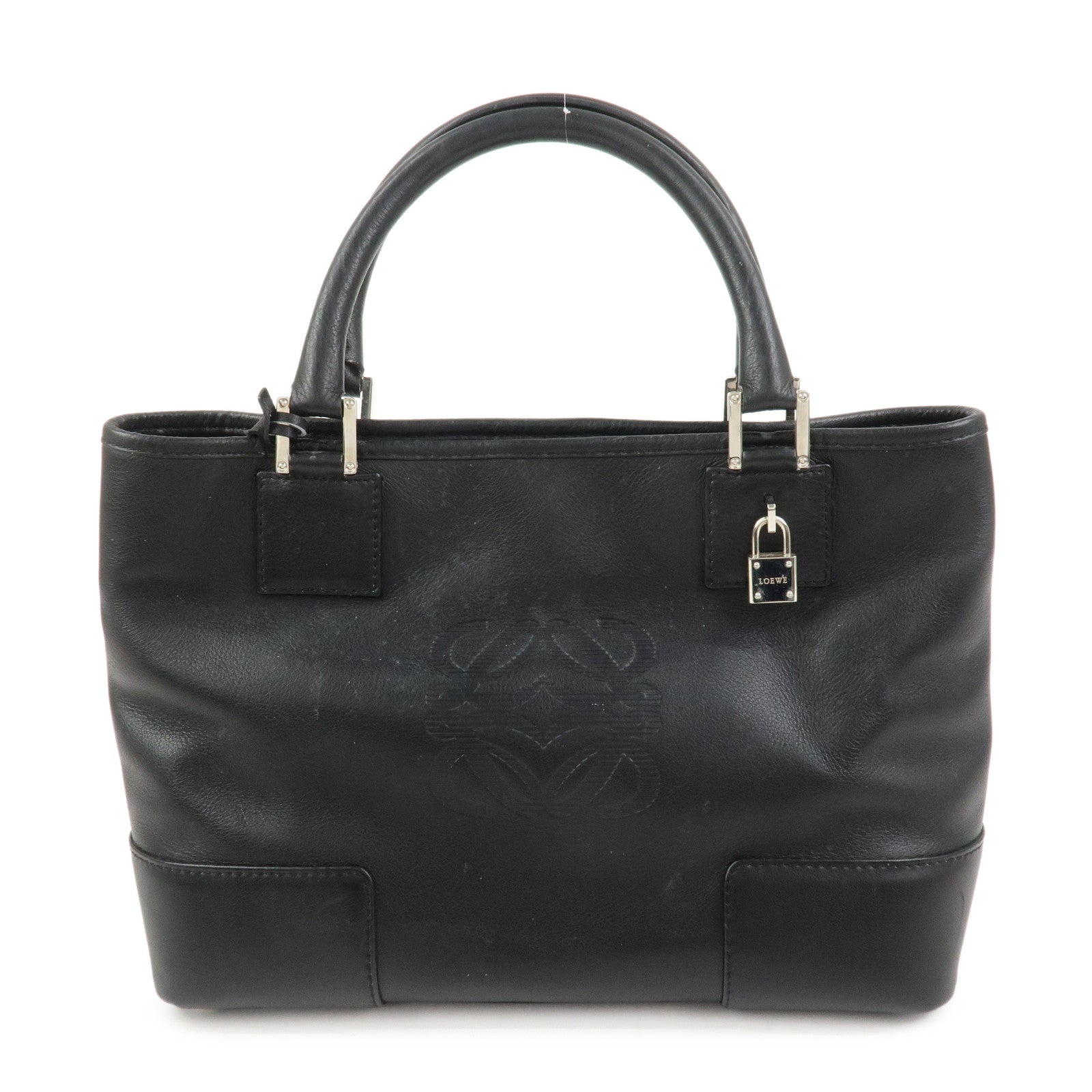 LOEWE Anagram Leather Tote Bag Hand Bag Black