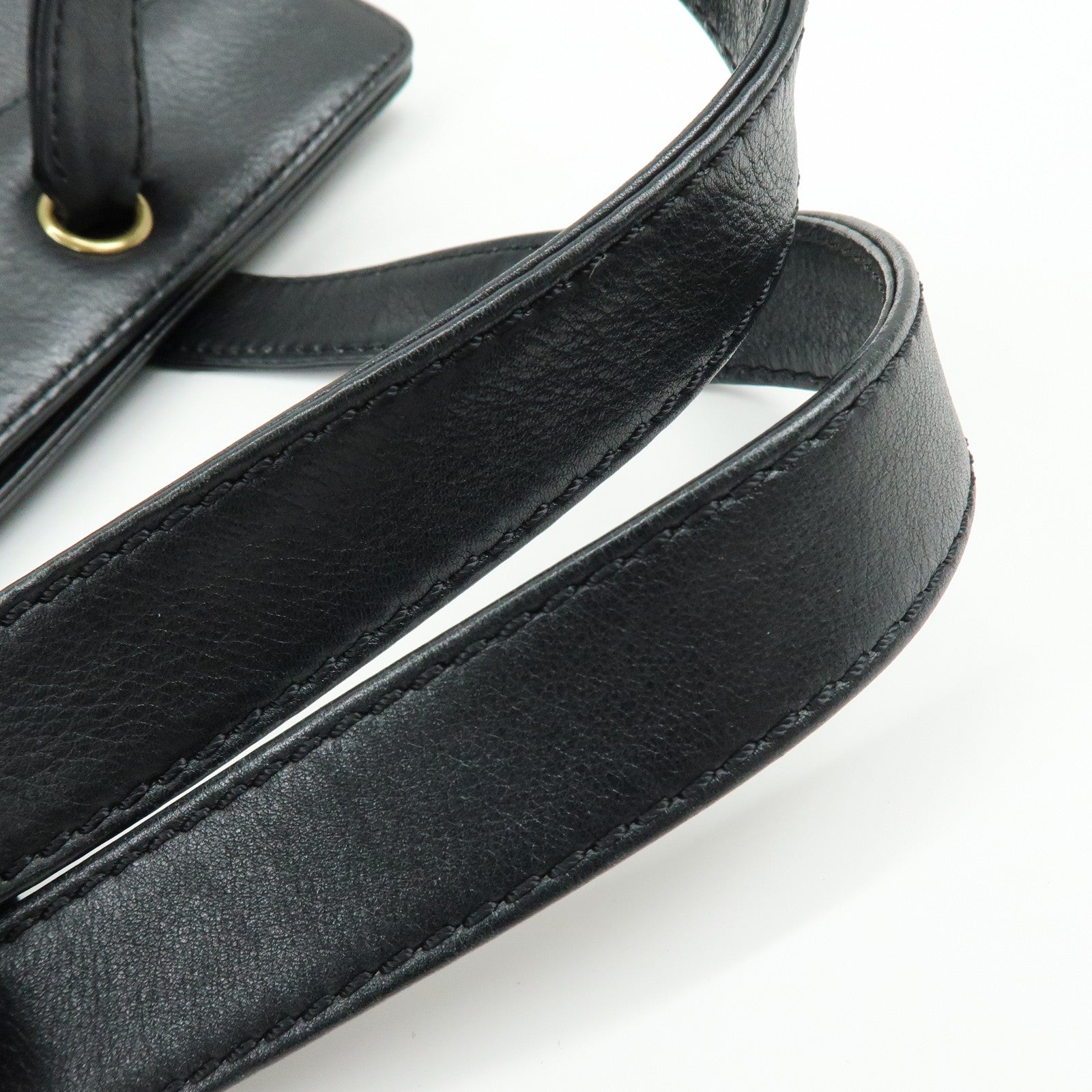 CHANEL Calf Leather 2Way Bag Shoulder Bag Tote Bag Black Gold