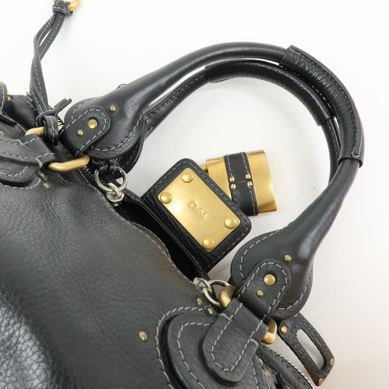 Chloe Paddington Leather Tote Bag Hand Bag Black