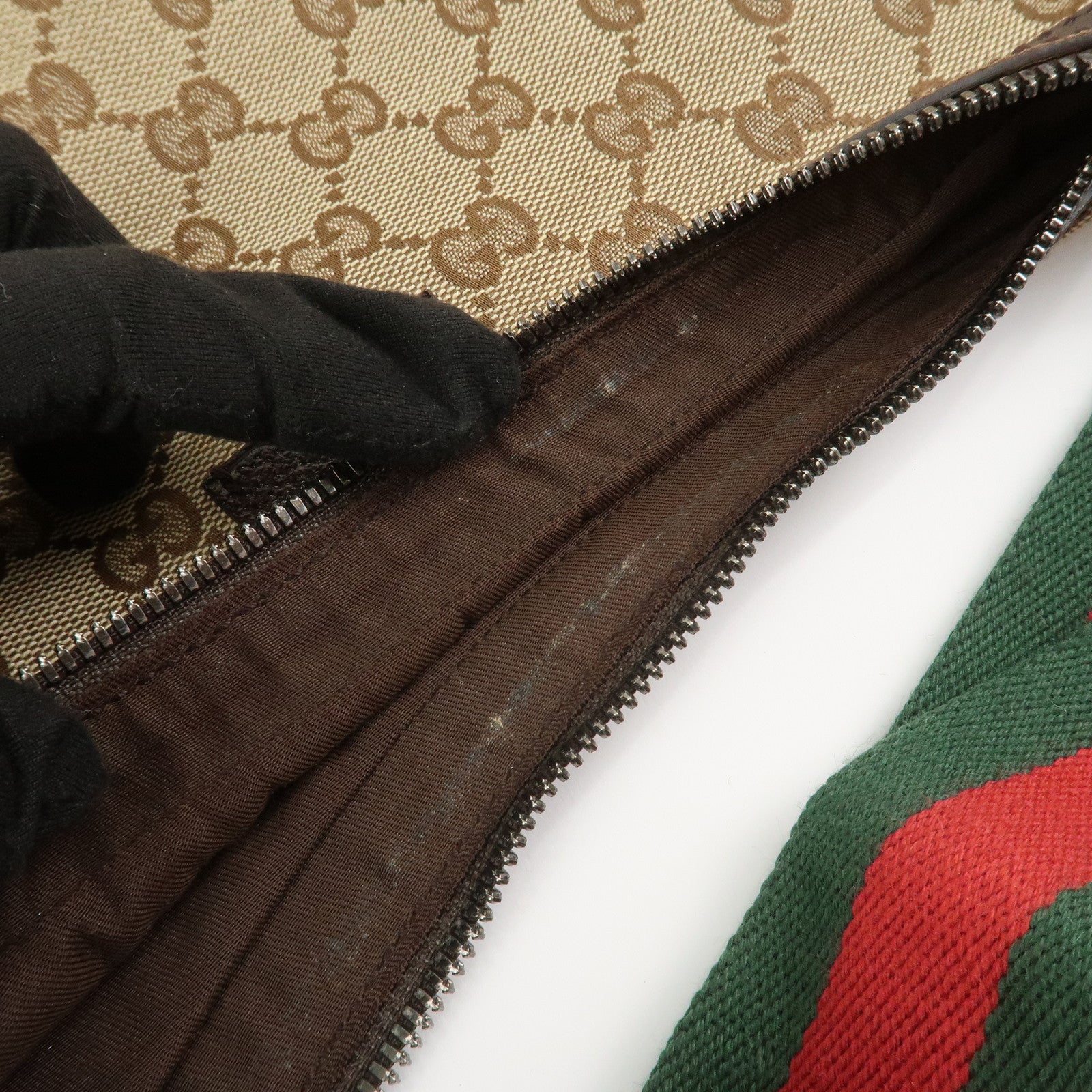 GUCCI Sherry GG Canvas Leather Shoulder Bag Beige Brown 122790