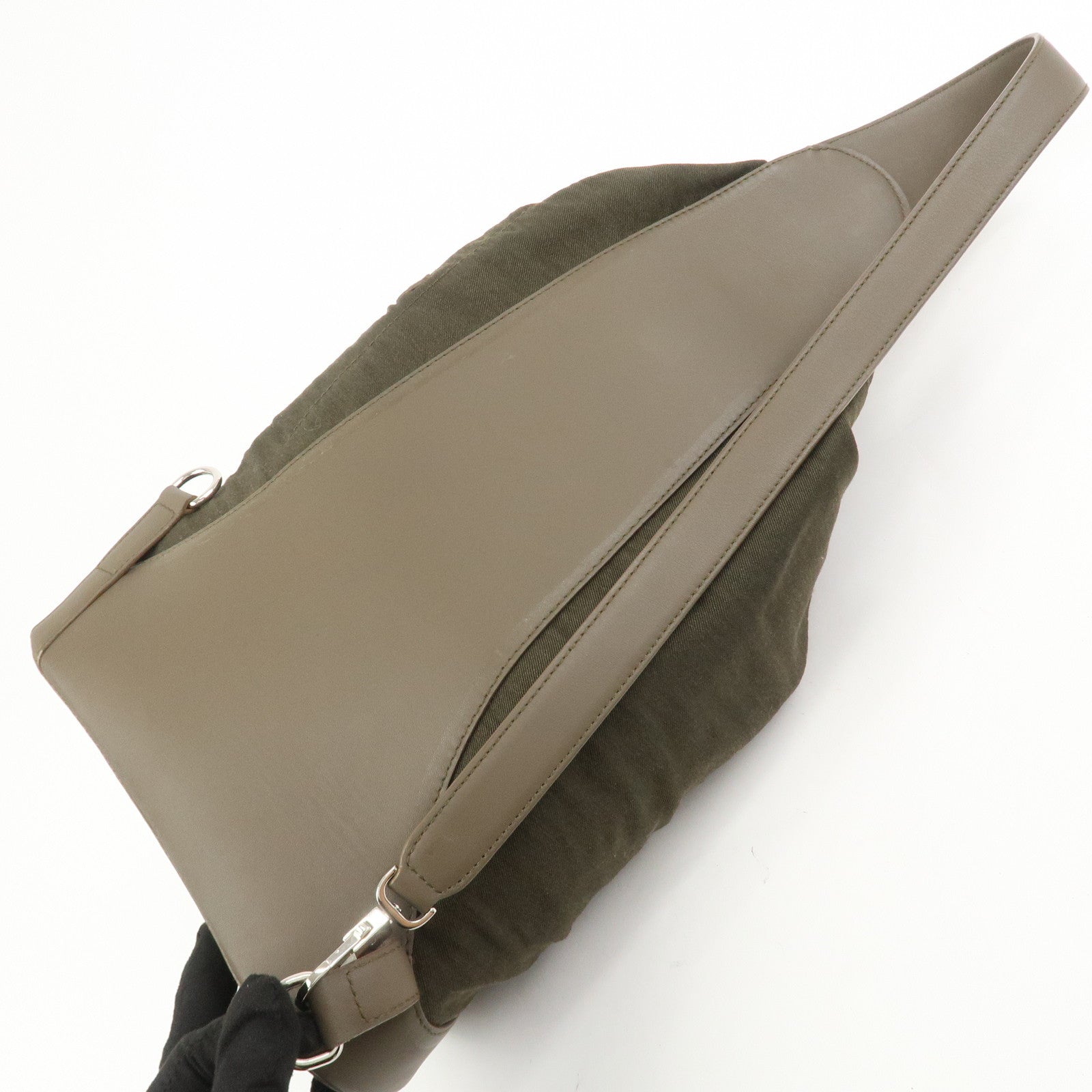 LOEWE Anagram Canvas Leather Backpack Rucksuck Khaki Brown