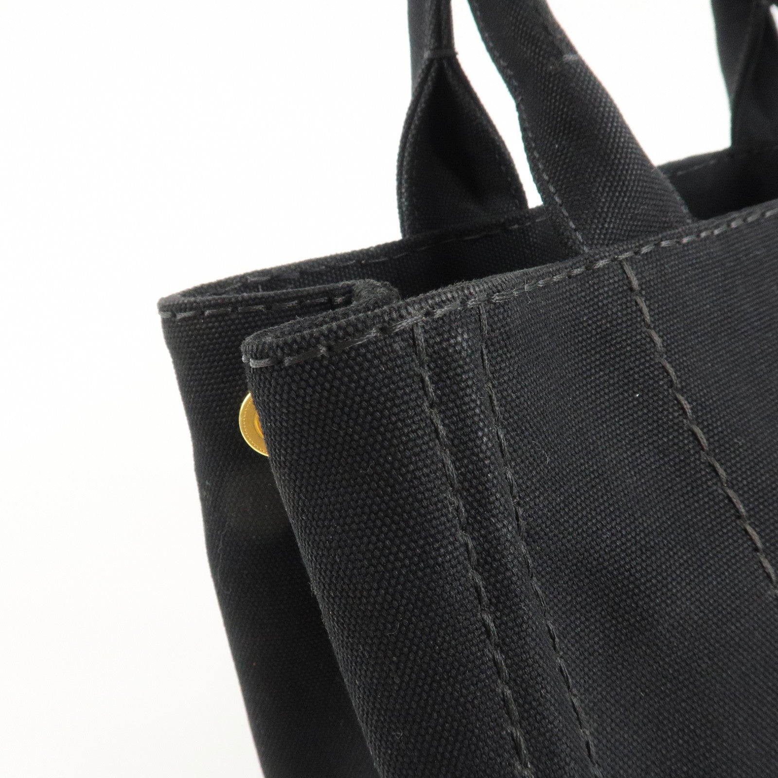 PRADA Canapa Mini Canvas 2Way Bag Hand Bag Shoulder Bag Black 1BG439 Used