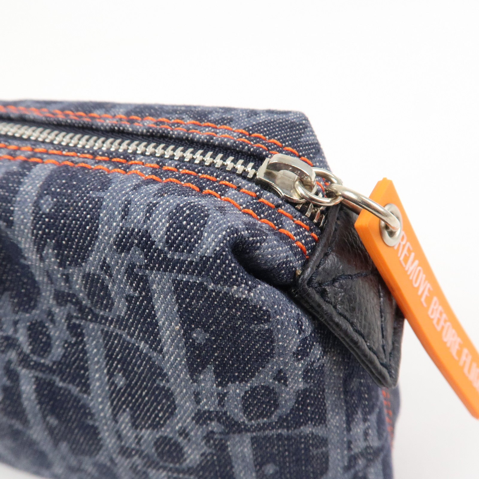 Christian Dior Denim Cosmetic Pouch Indigo Blue Orange