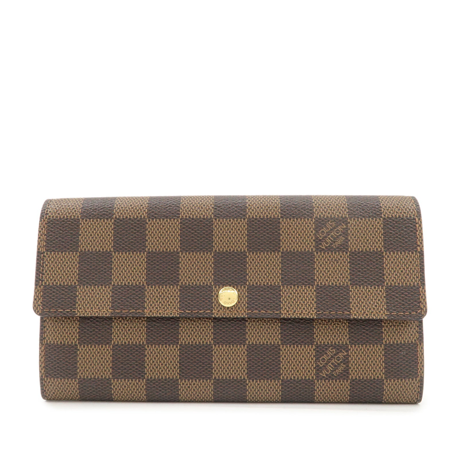 Louis Vuitton Damier Canvas Portefeuille Sarah Long Wallet Brown N61734 Used