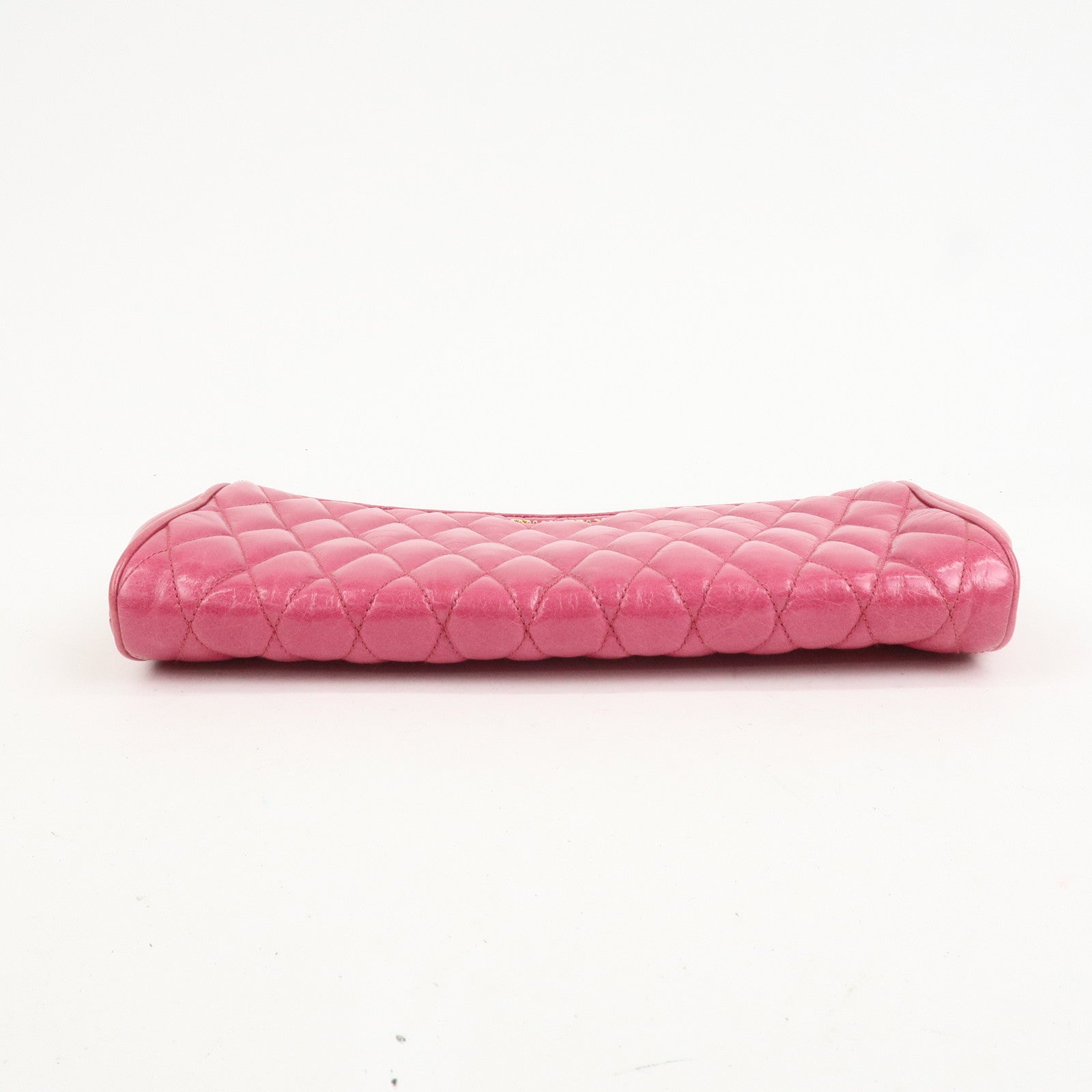 MIU MIU Logo Leather Clutch Bag Pouch Pink 5NE455