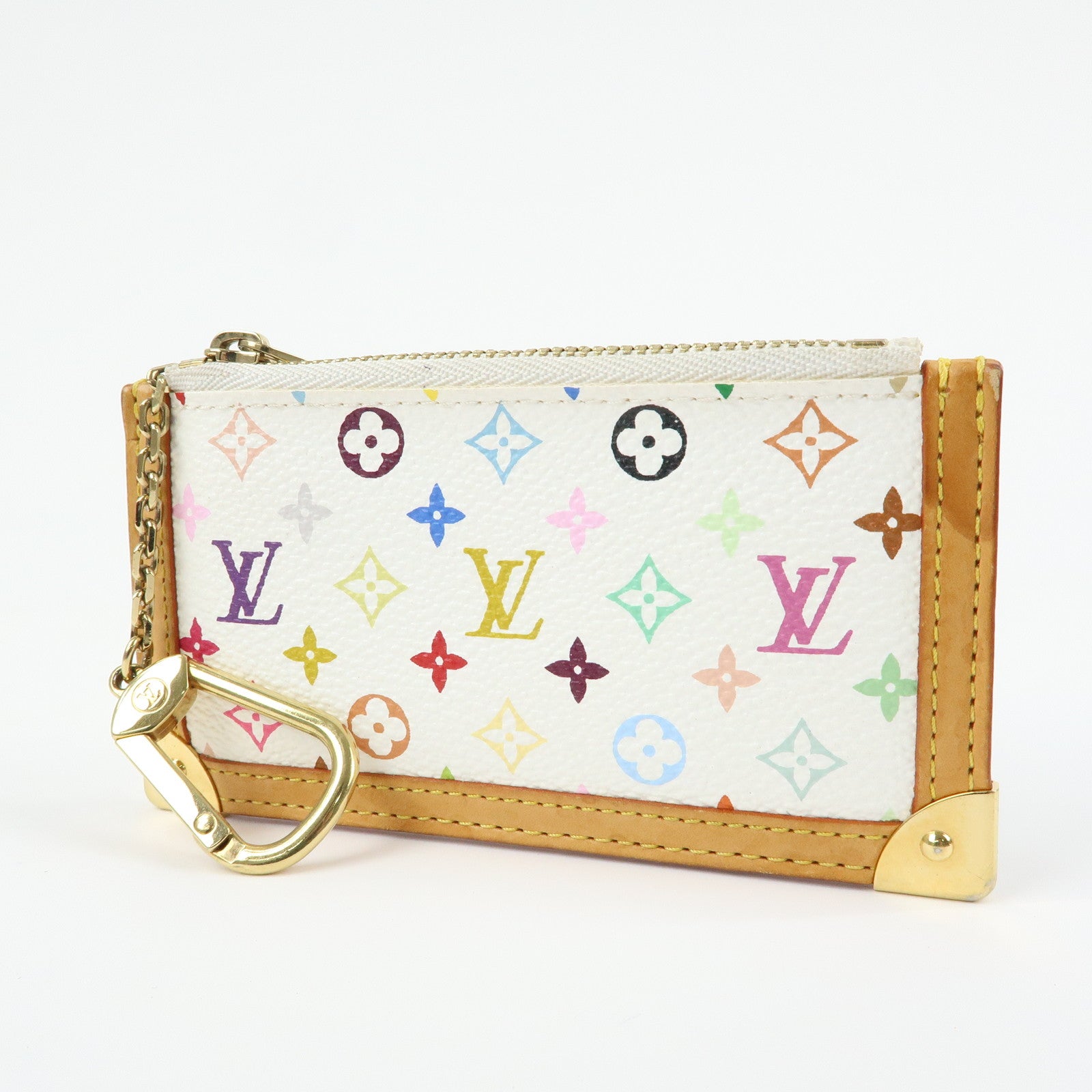 Louis Vuitton Monogram Multicolor Pochette Cles Blanc M92655