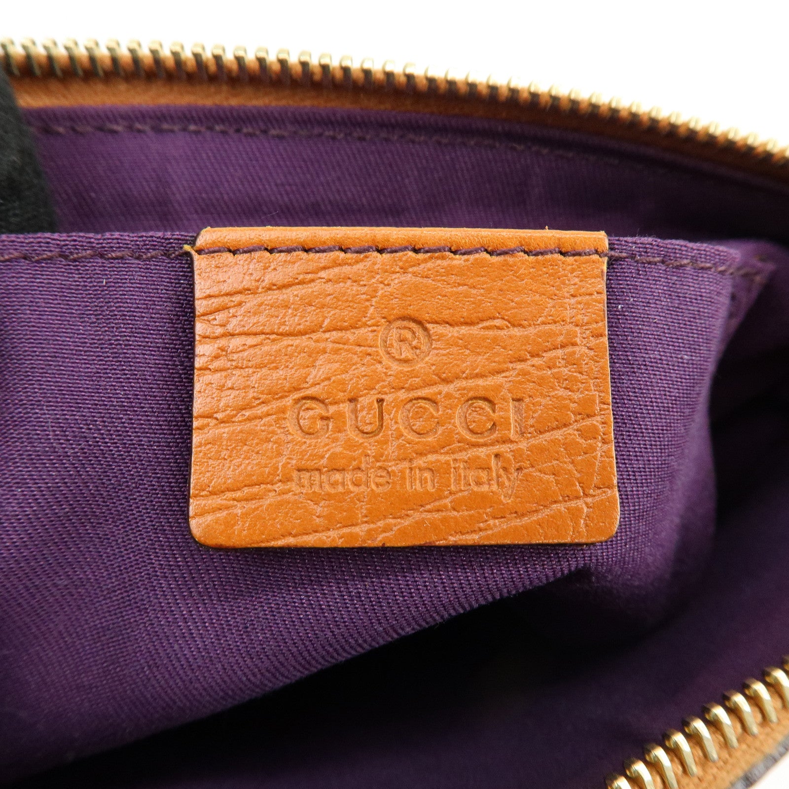 GUCCI Sherry GG Canvas Leather Cosmetic Pouch Beige Camel 152507