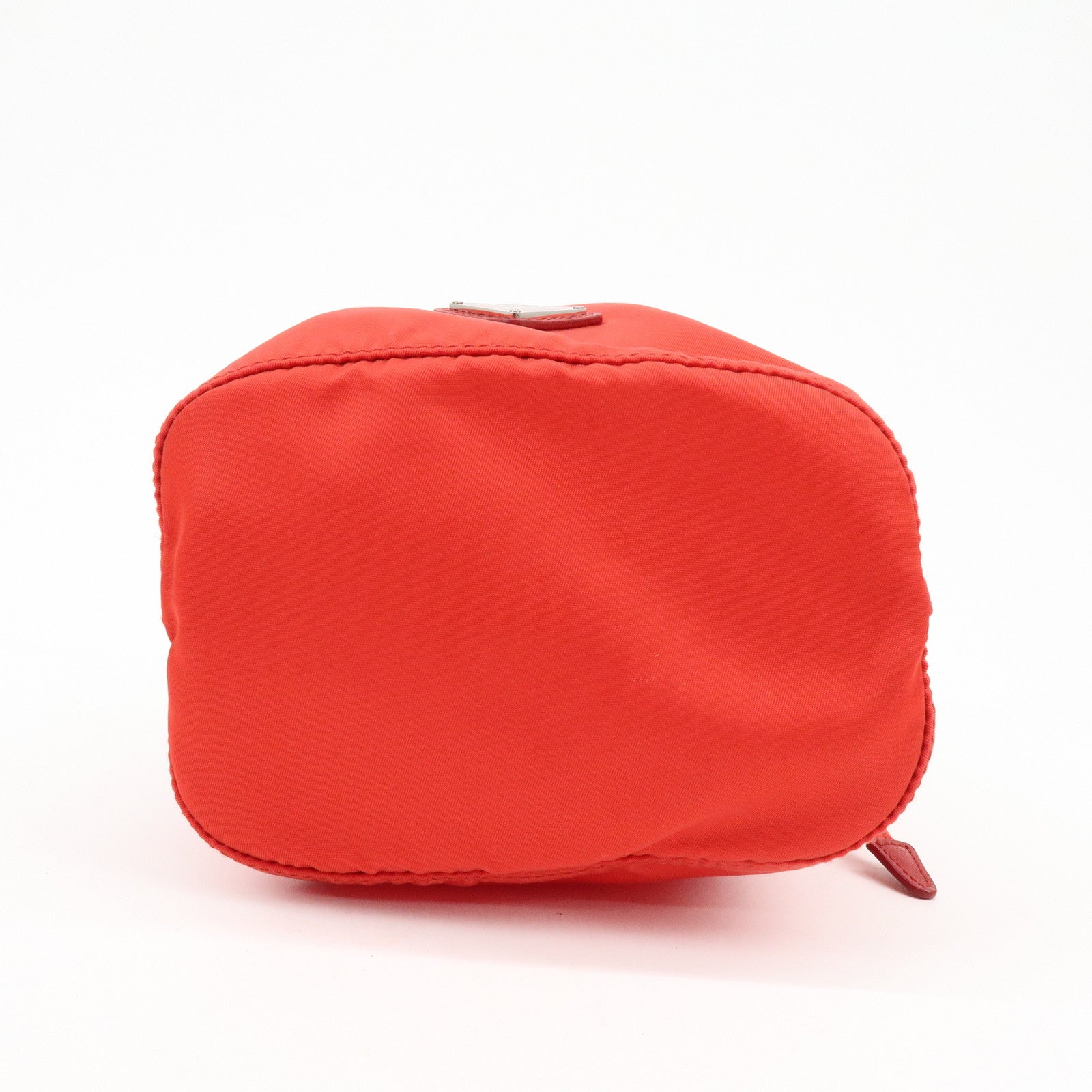 PRADA Triangle Logo Nylon Saffiano Leather Cosmetic Pouch 1NA369