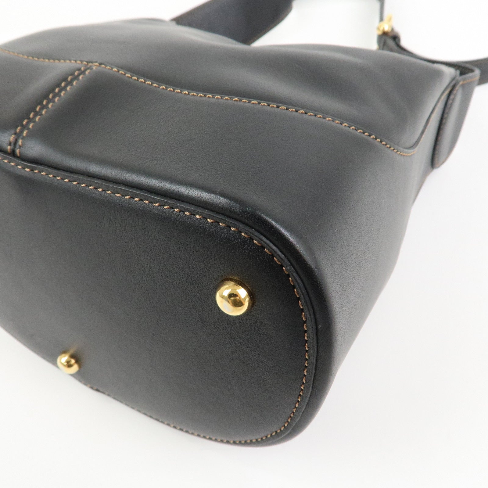 LOEWE Logo Leather Shoulder Bag Hand Bag Crossbody Bag Black