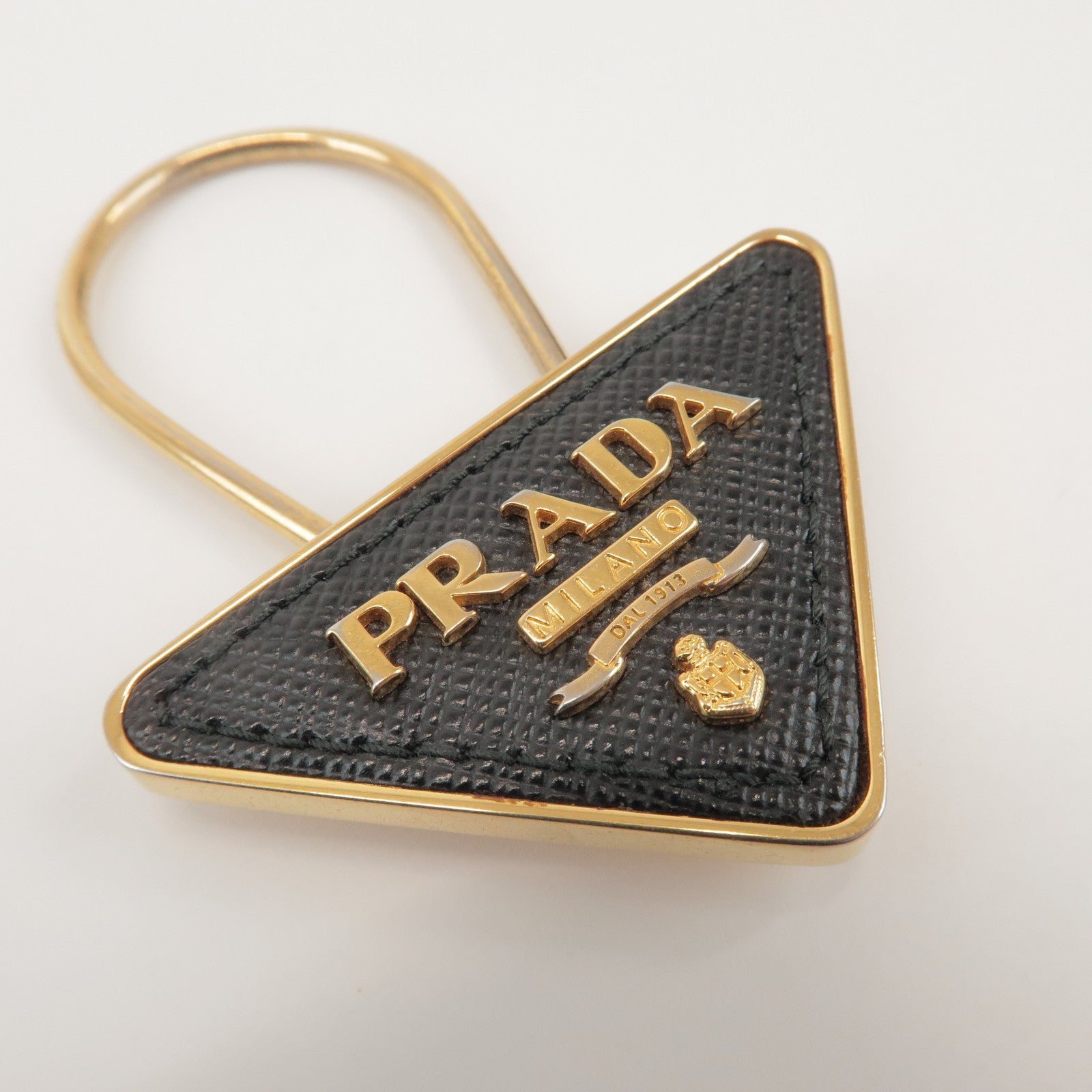PRADA Triangle Logo Metal Saffiano Leather Set of 2 Key Holders