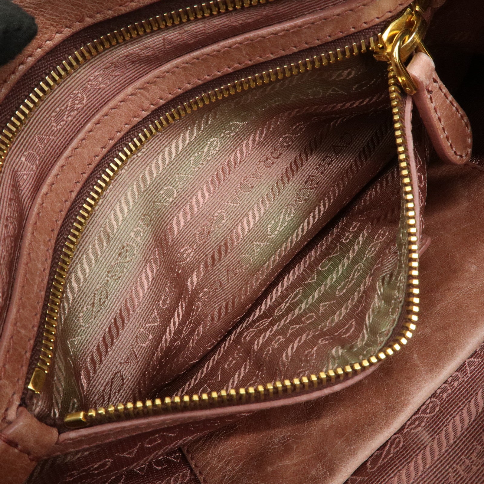 PRADA Triangle Logo Leather 2Way Shoulder Bag Hand Bag Pink BN1921
