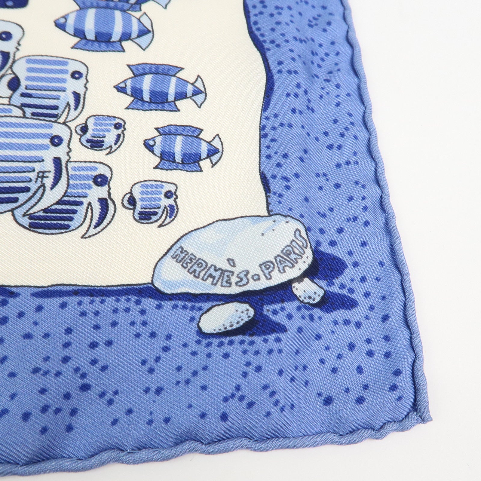 HERMES Carre 40 Silk 100% Mini Scarf Blue