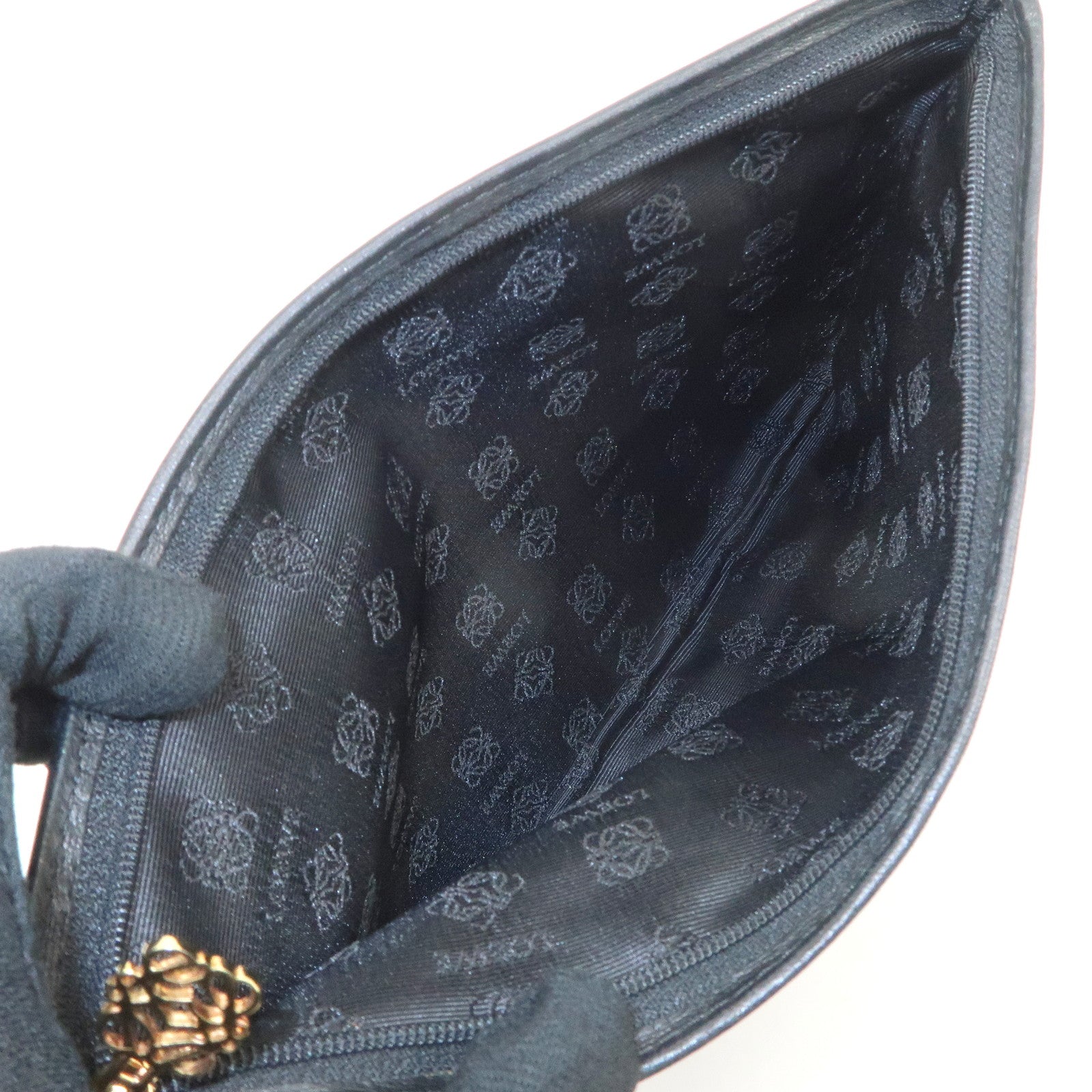 LOEWE Pony Hair Leather Pouch Leopard Brown Black Gold HDW Used