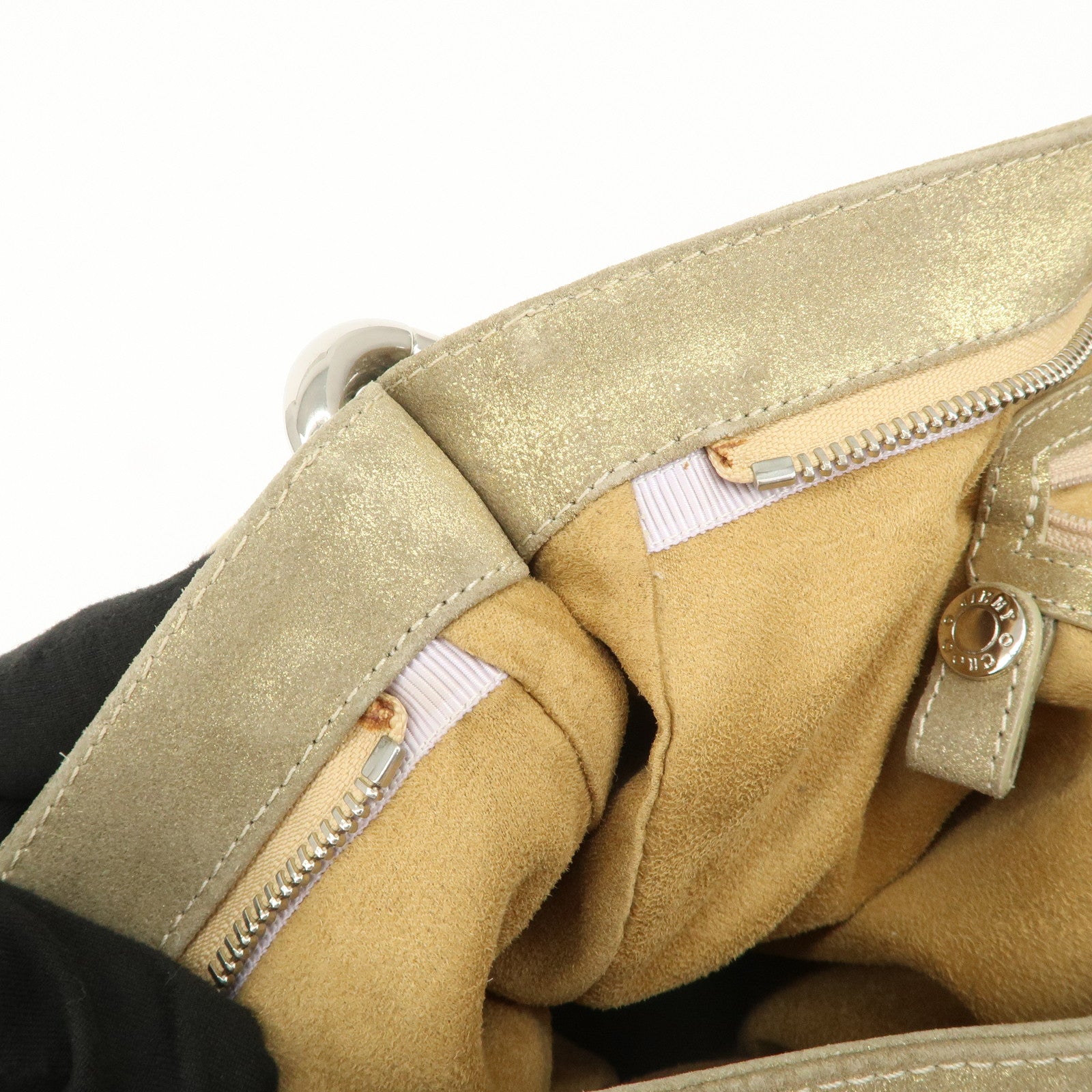 JIMMY CHOO Sky Bag Studs Leather Shoulder Bag Gold