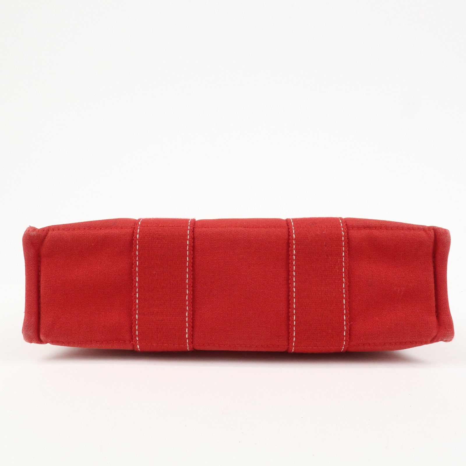HERMES Deauville PM Canvas Tote Bag Hand Bag Red