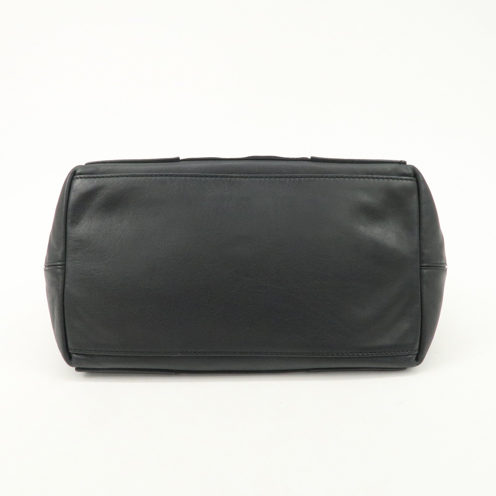 BALENCIAGA Leather Navy Cabas S Tote Bag Hand Bag Black 339933 Used