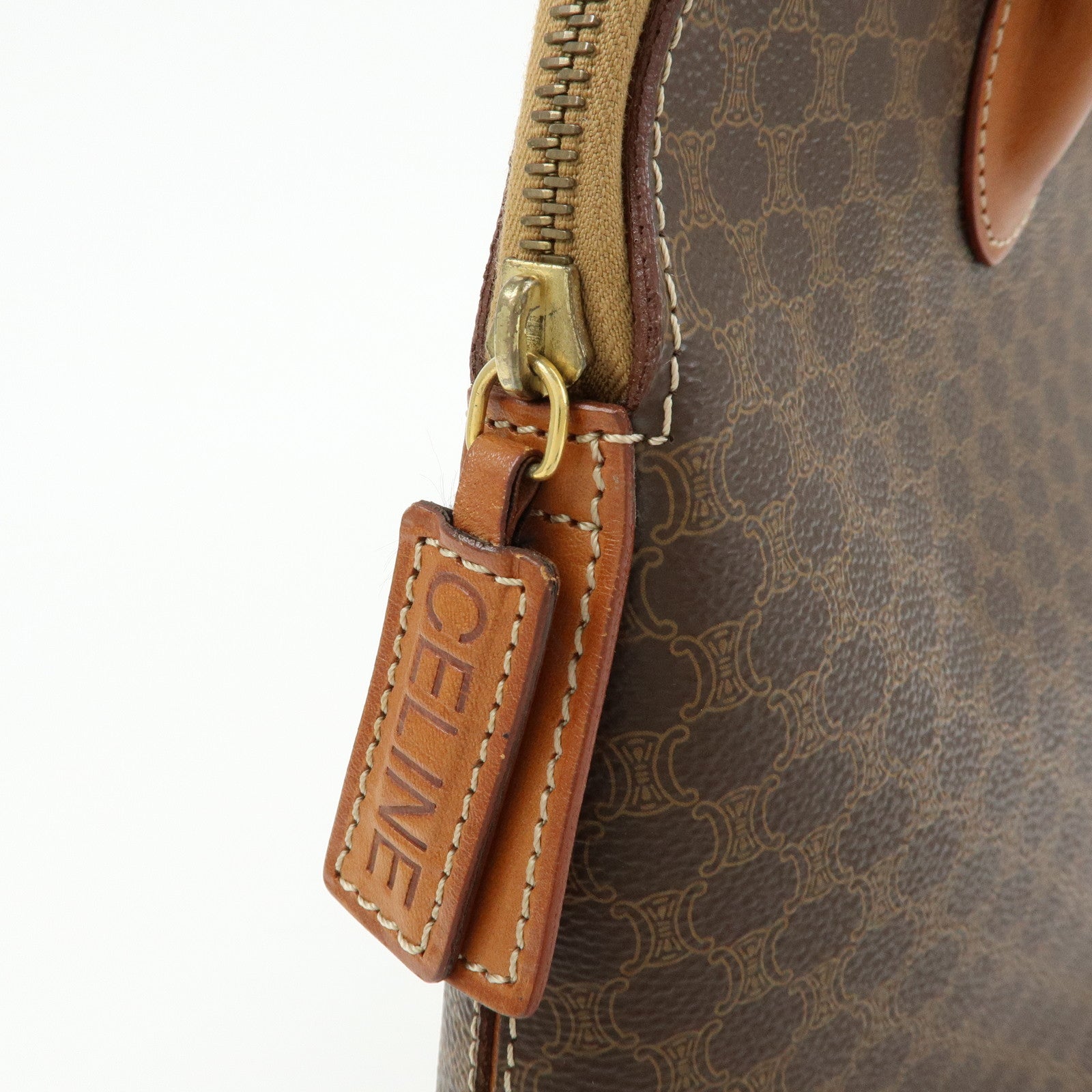 CELINE Macadam PVC Leather 2Way Bag Hand Bag Brown