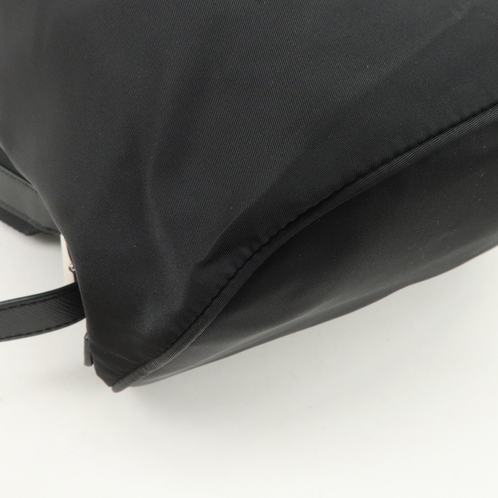 PRADA Triangle Logo Nylon Leather Backpack Rucksack Black 1BZ032