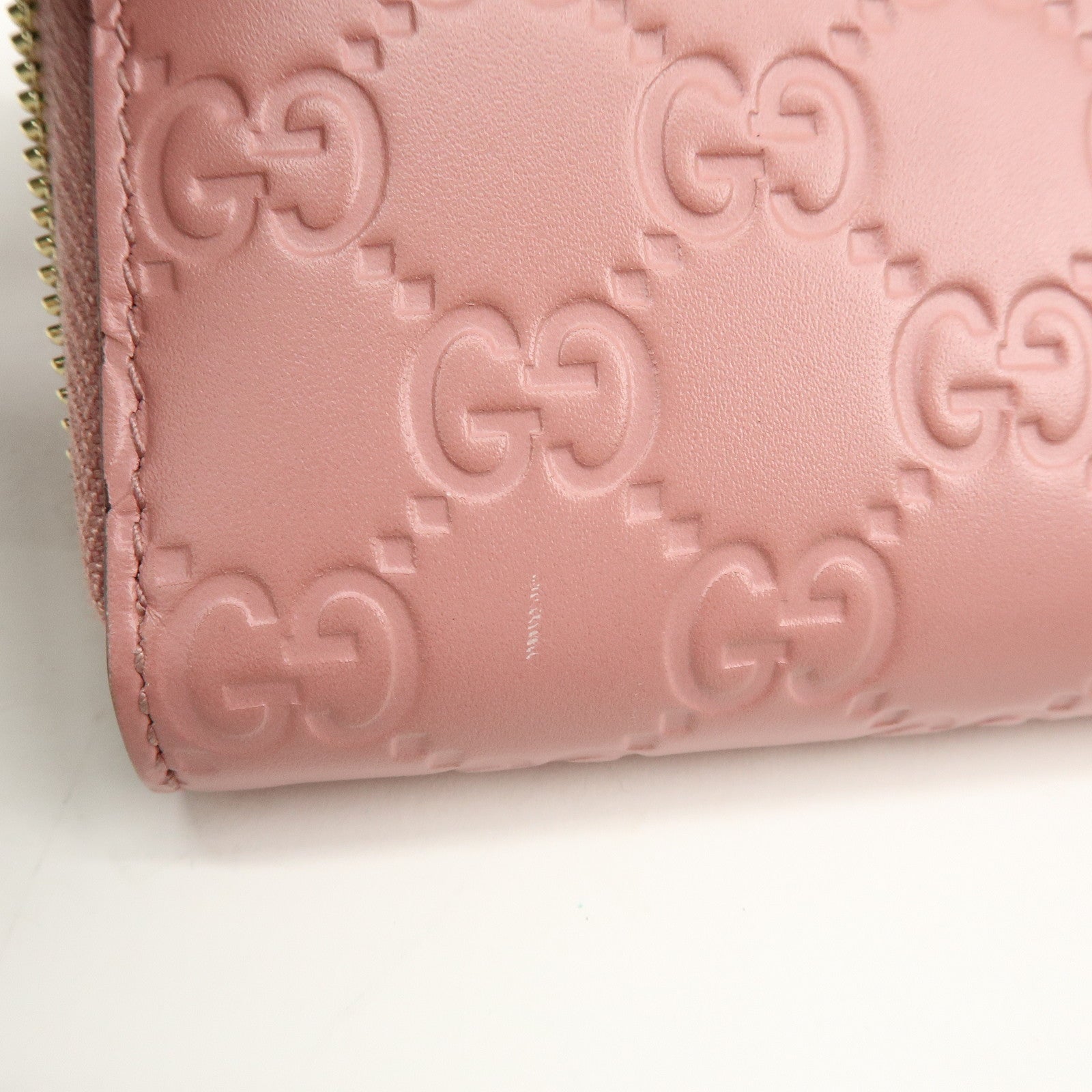 GUCCI Guccissima Leather Icon Zip Around Long Wallet Pink 410102