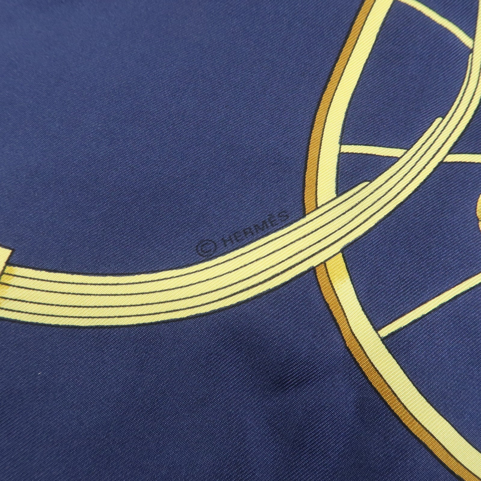 HERMES Carre 90 Silk 100% Scarf SPRINGS Navy Gold