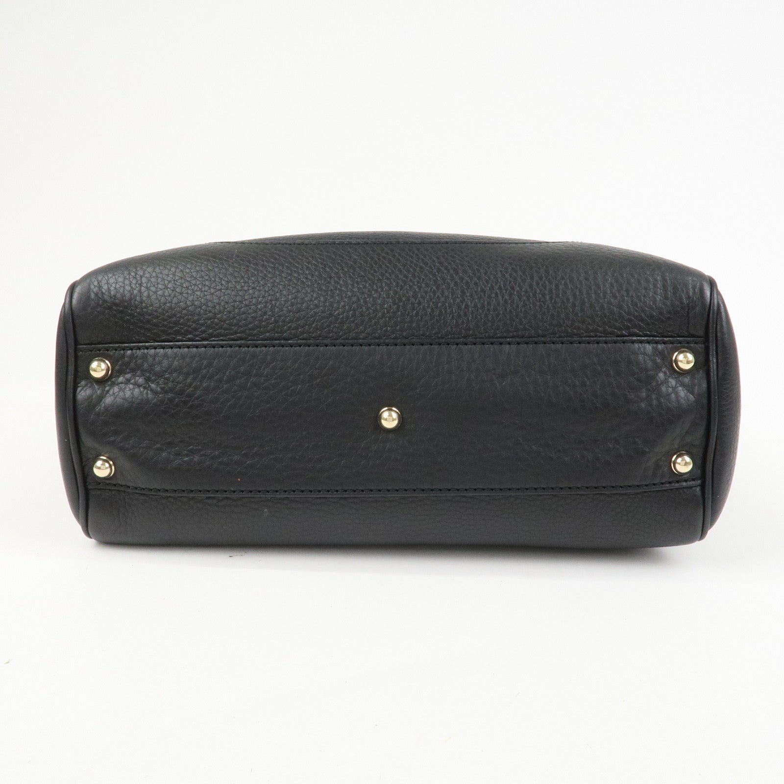 GUCCI Bamboo Logo Leather 2Way Shoulder Bag Hand Bag Black 308360