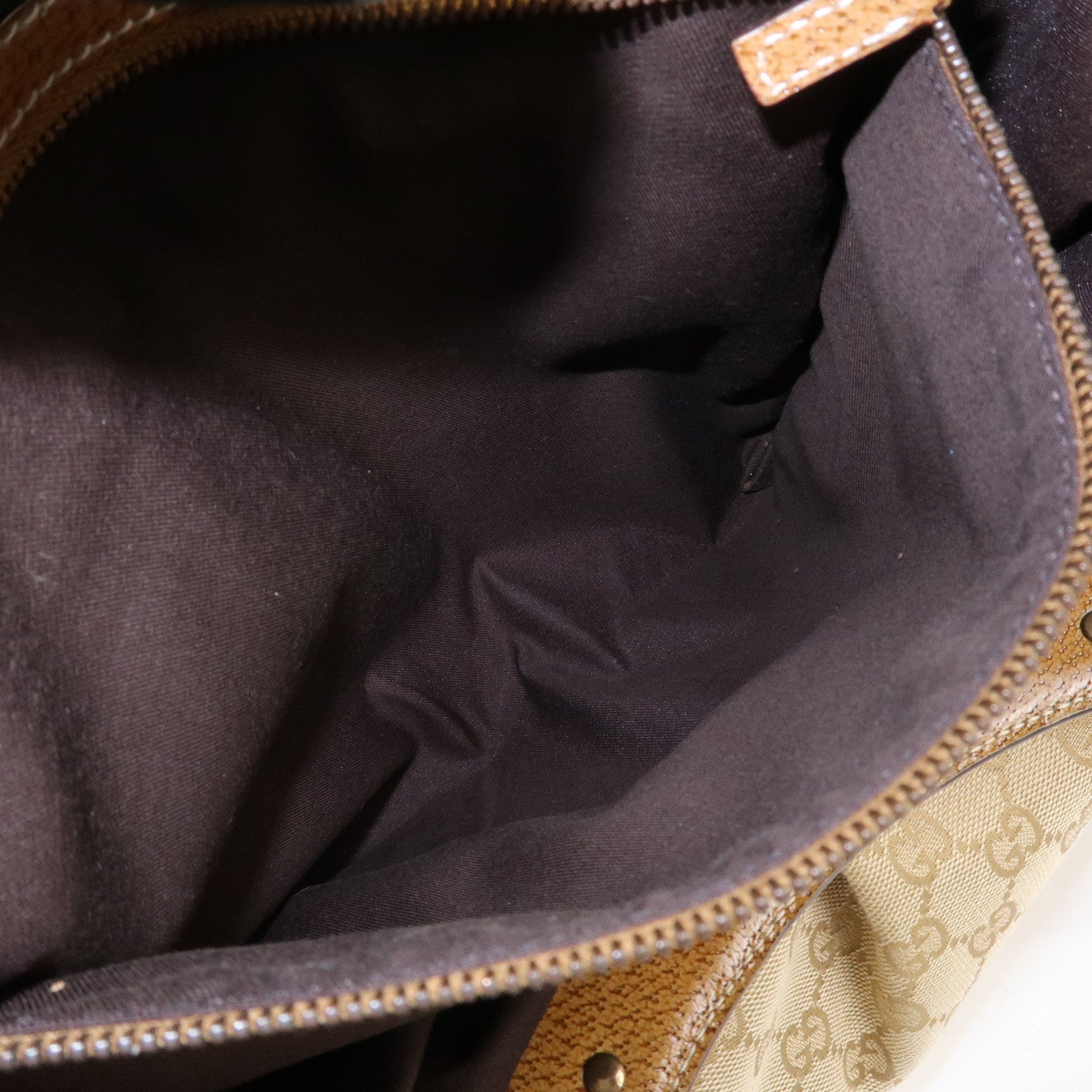 GUCCI Bamboo GG Canvas Leather Shoulder Bag Hand Bag Beige 124293