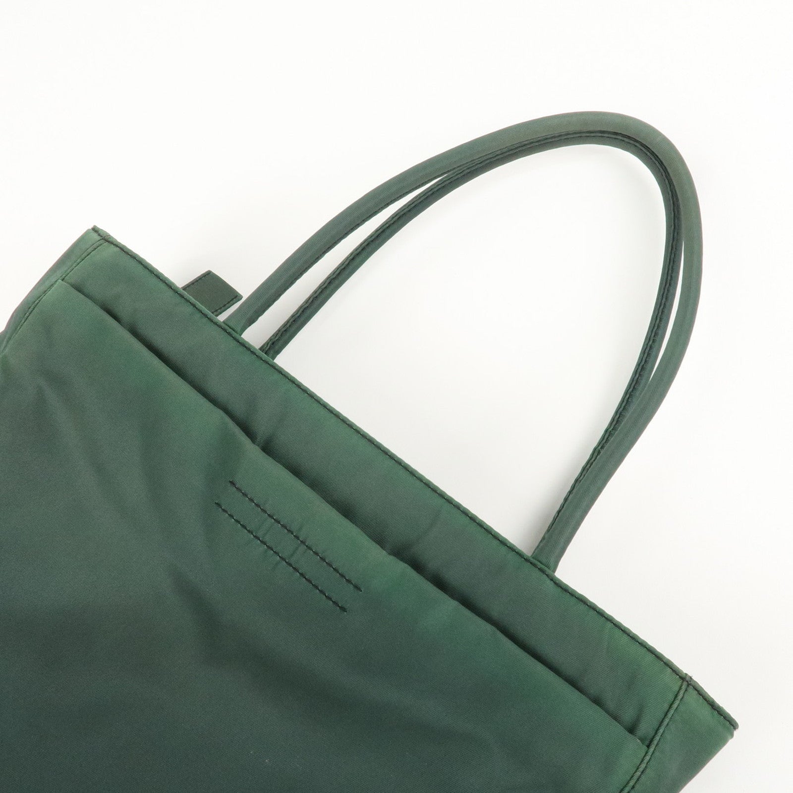 PRADA Triangle Logo Nylon Leather Tote Bag Green