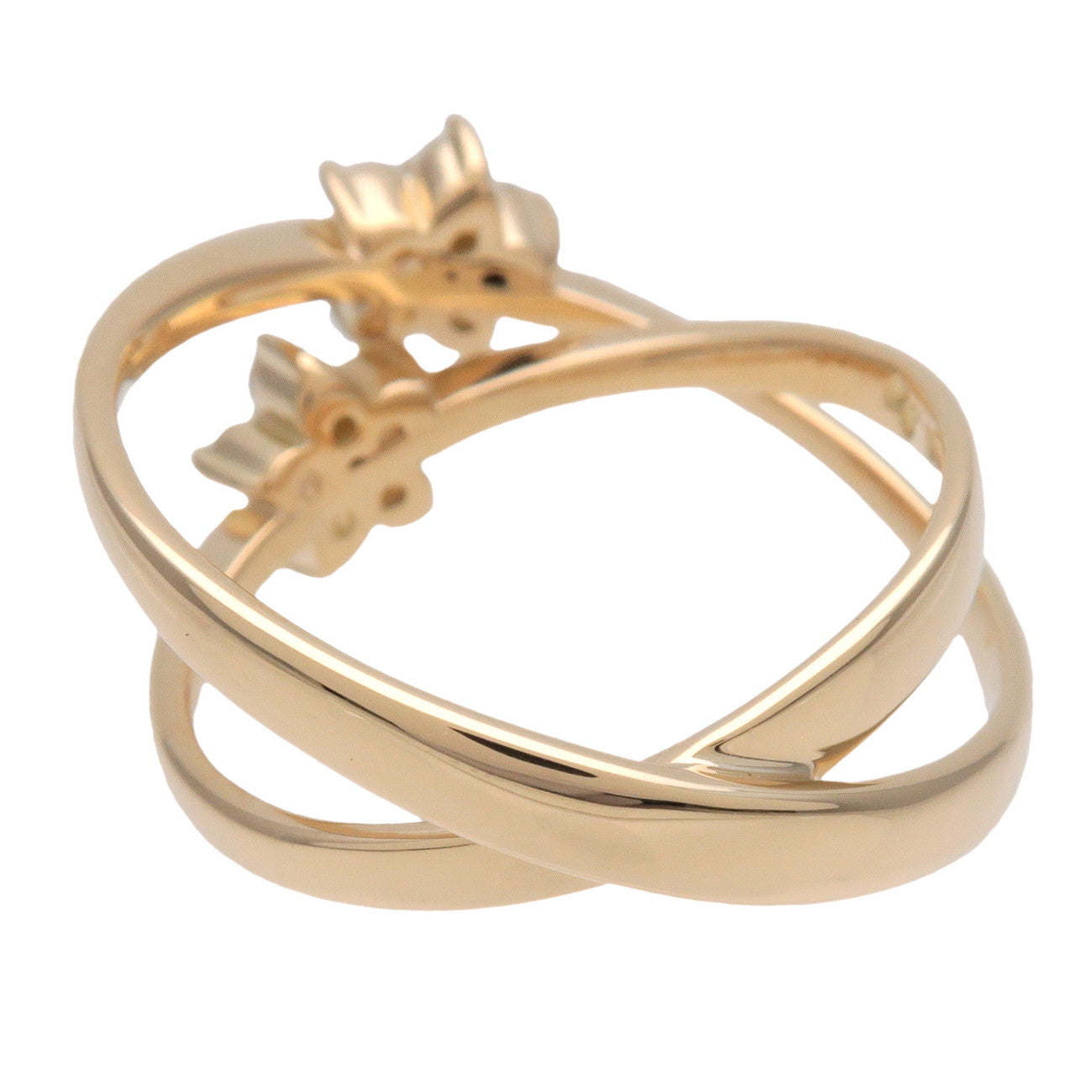 Ponte Vecchio Flower Motif Diamond Ring 0.27ct K18 750YG US5.5 EU51
