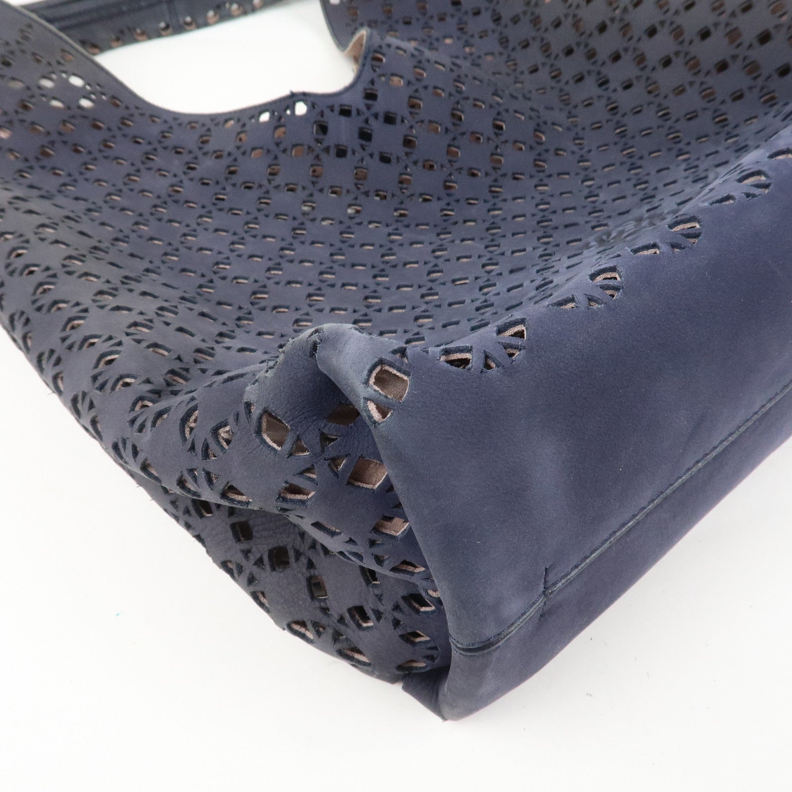 LOEWE Anagram Logo Leather Shoulder Bag Hand Bag Navy
