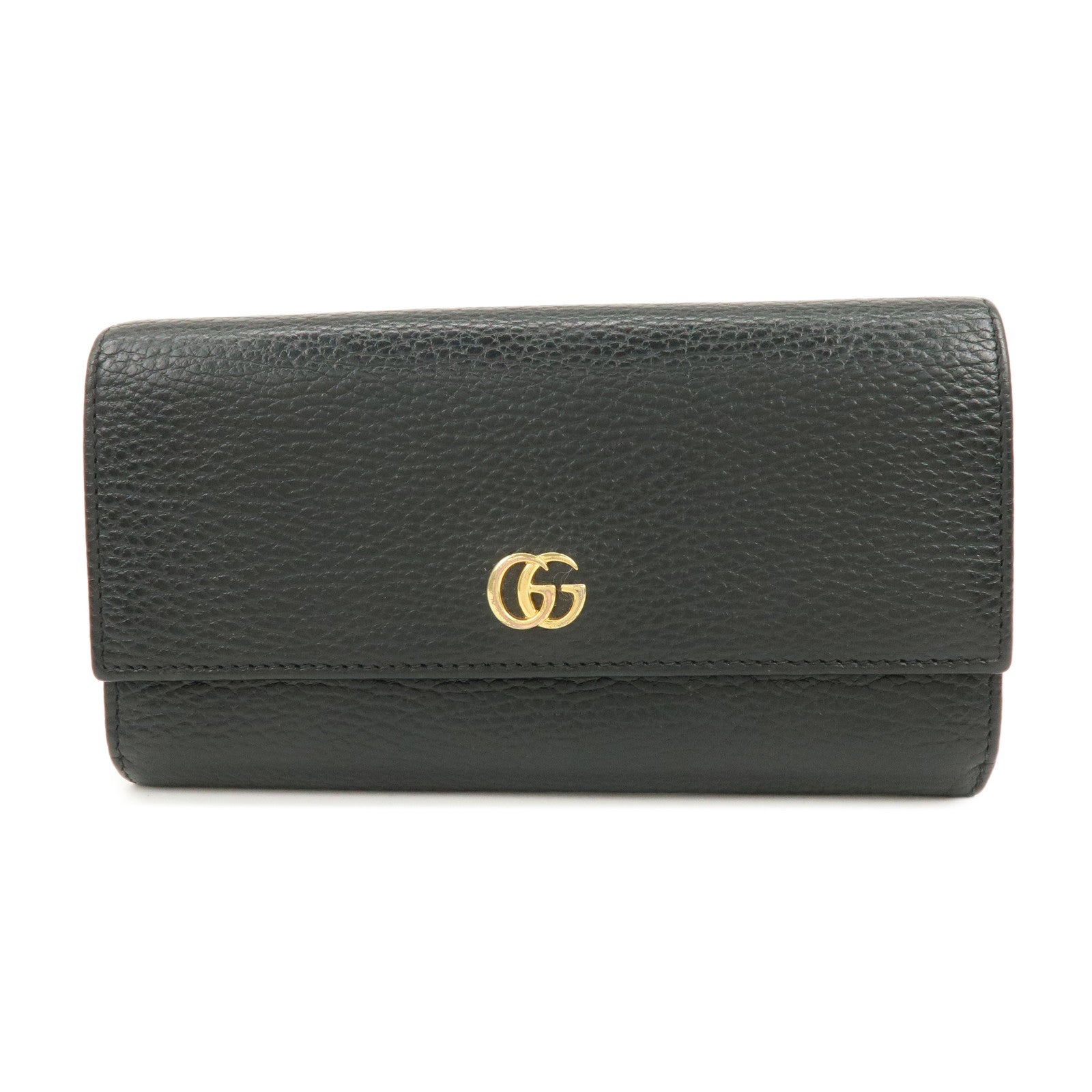 GUCCI GG Marmont Leather Long Wallet Black 456116
