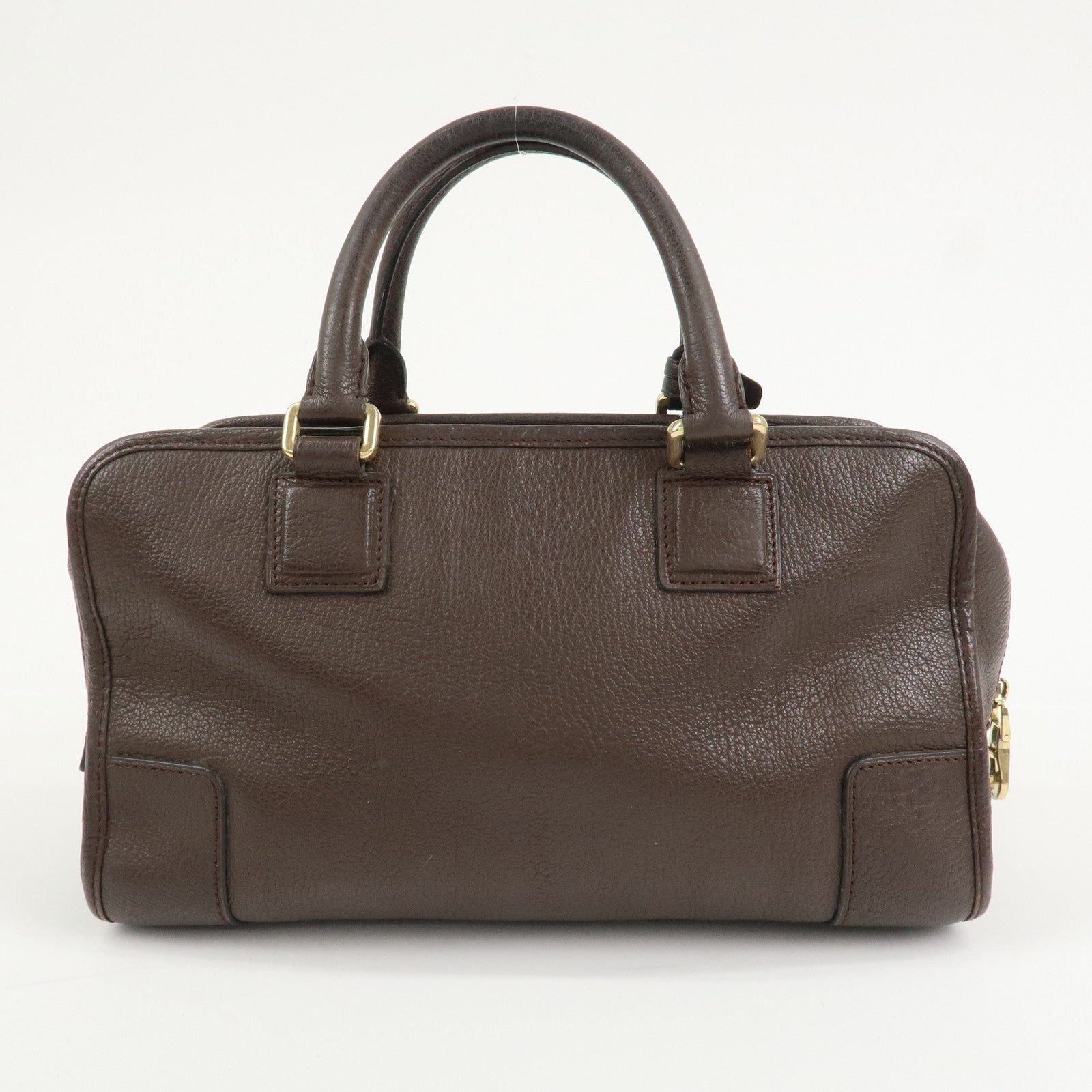 LOEWE Anagram Amazona 28 Leather Hand Bag Boston Bag Brown
