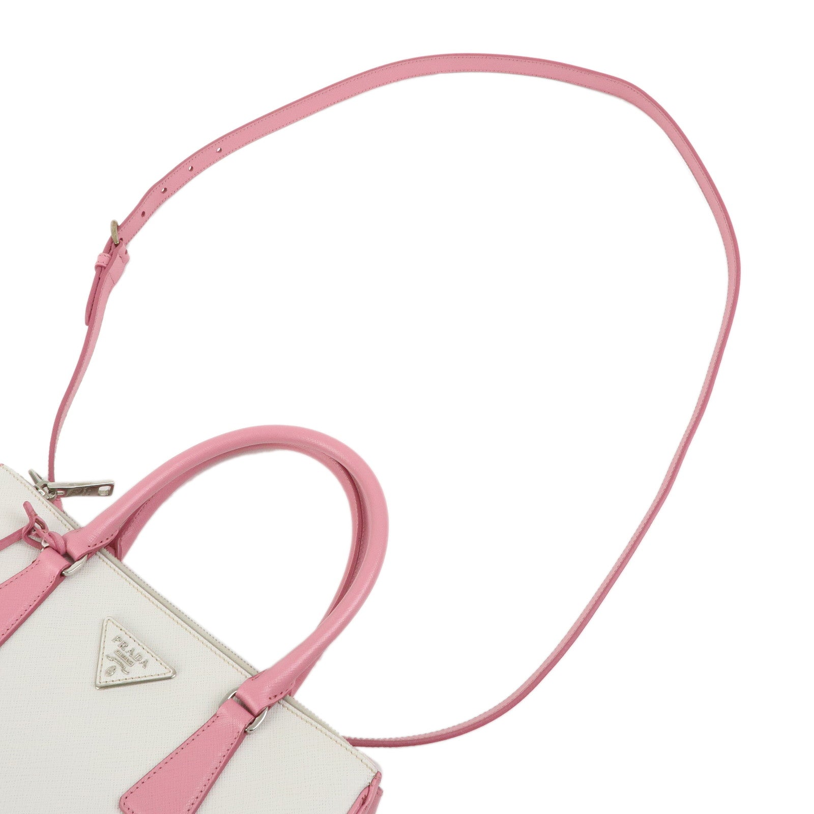 PRADA Triangle Logo Galleria Saffiano Leather 2Way Hand Bag B2863K Auth Used F/S