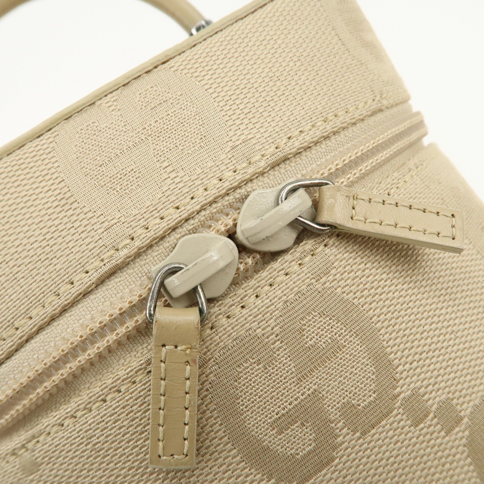 GUCCI GG Canvas Leather Vanity Bag Hand Bag Light Beige 039.1052