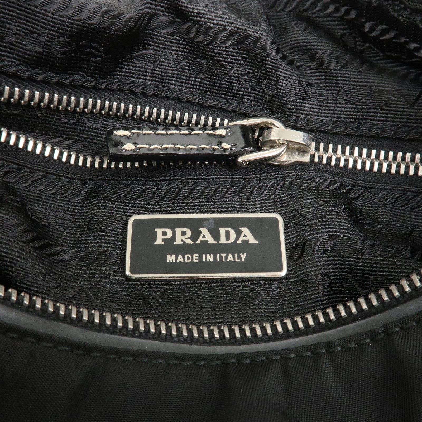 PRADA Triangle Logo Nylon Leather Shoulder Bag Black BR2840