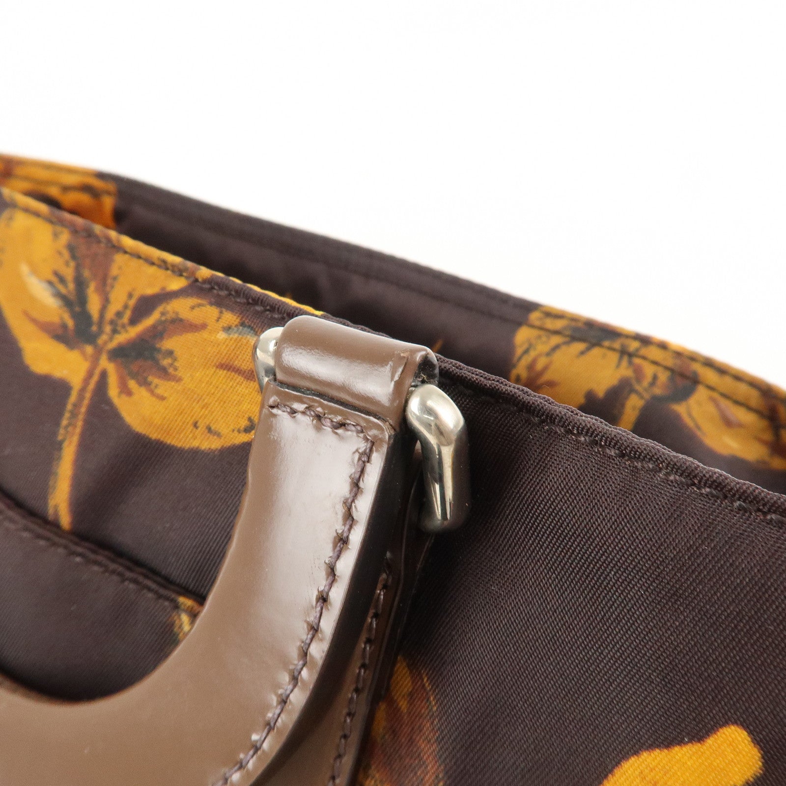 PRADA Triangle Logo 2Way Hand Bag Shoulder Bag Brown Yellow BN1052 Used